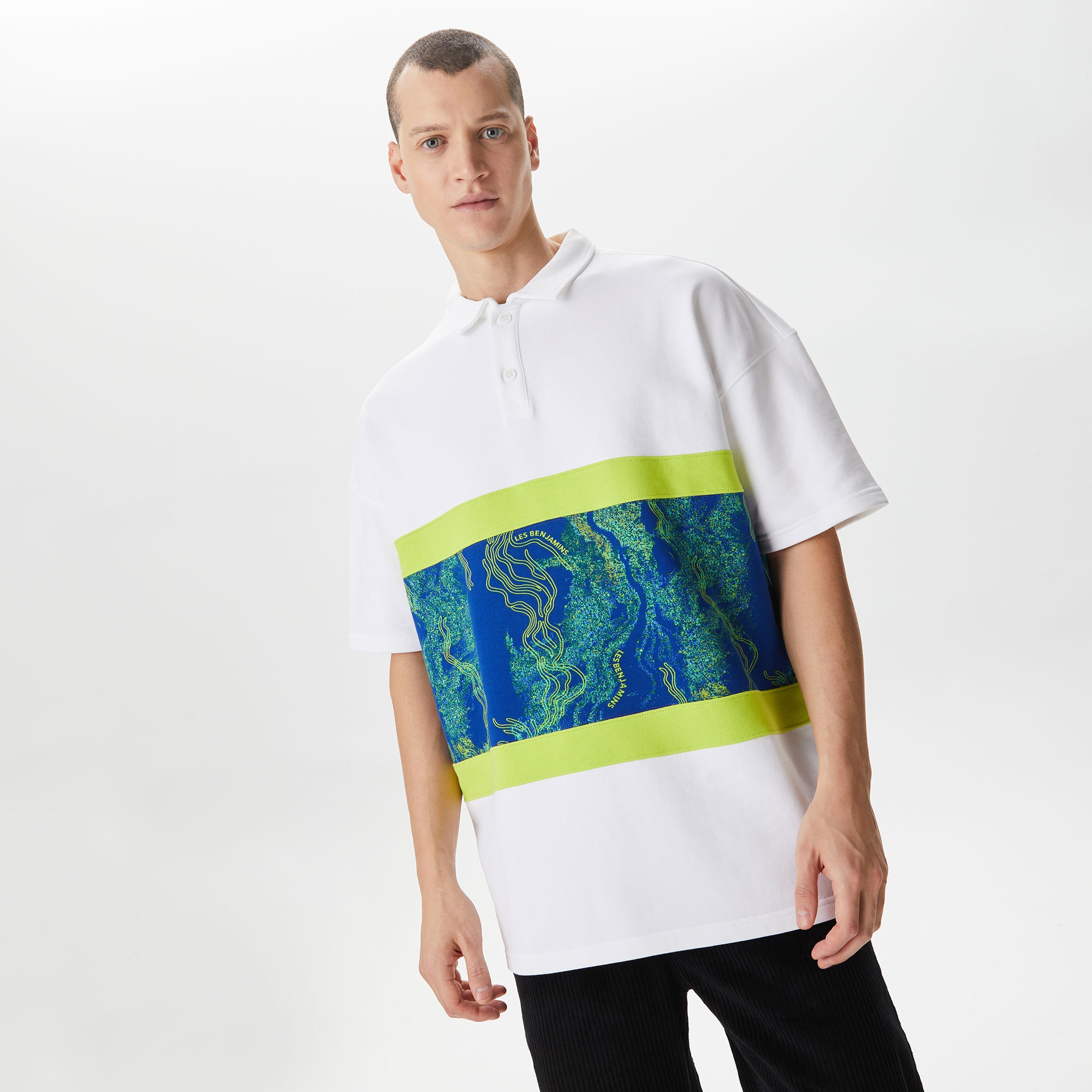 Les Benjamins Kısmet Voyage East to West 003 Erkek Beyaz Polo T-Shirt