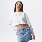 Tommy Jeans Relaxential Logo 1+ Crew Kadın Beyaz Sweatshirt