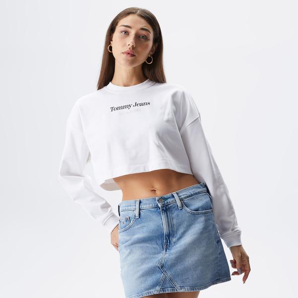 Tommy Jeans Relaxential Logo 1+ Crew Kadın Beyaz Sweatshirt