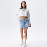 Tommy Jeans Relaxential Logo 1+ Crew Kadın Beyaz Sweatshirt