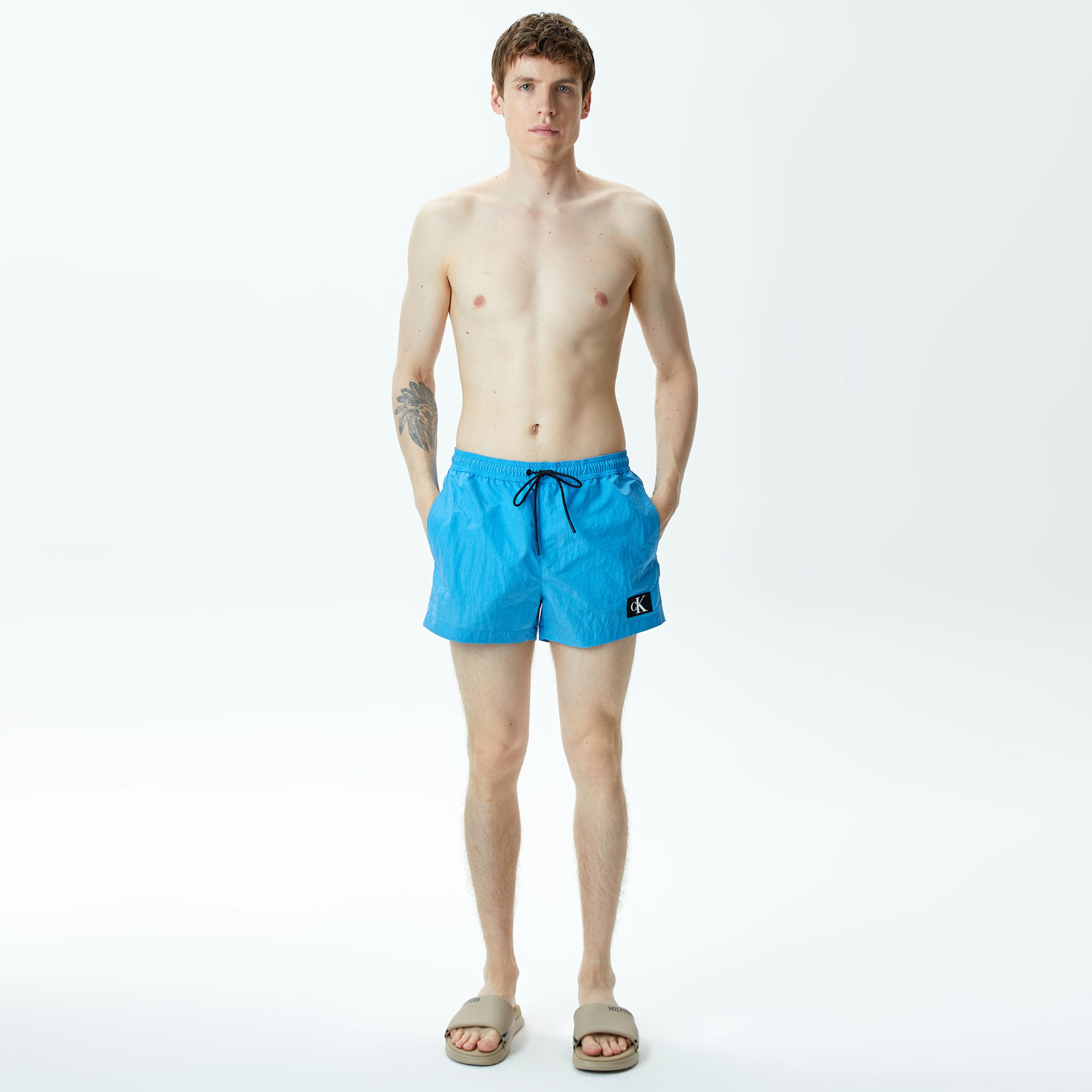 Calvin Klein Monogram Naylon Erkek Mavi Mayo Şort
