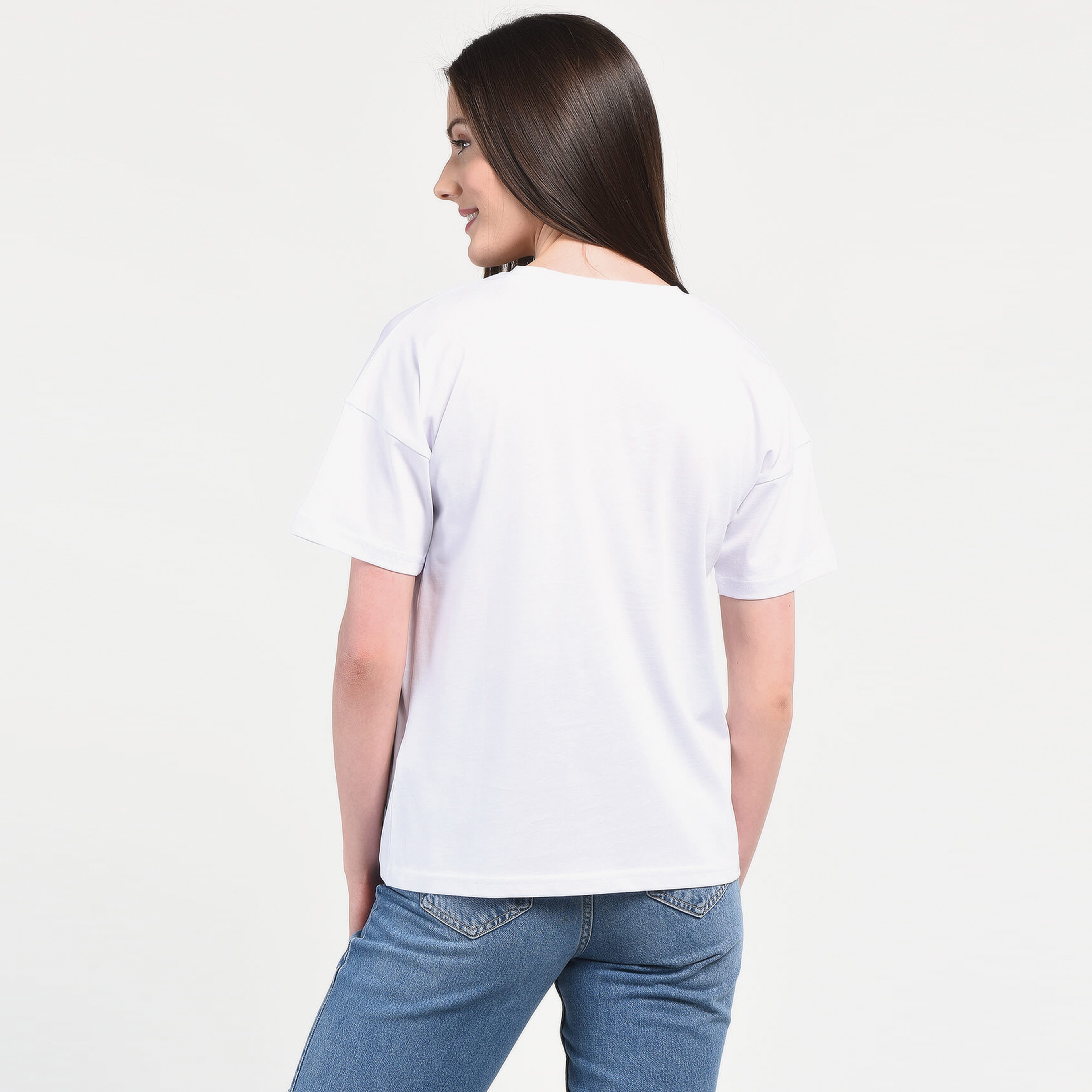 Ucla Avalon Kadın Beyaz Bisiklet Yaka T-Shirt