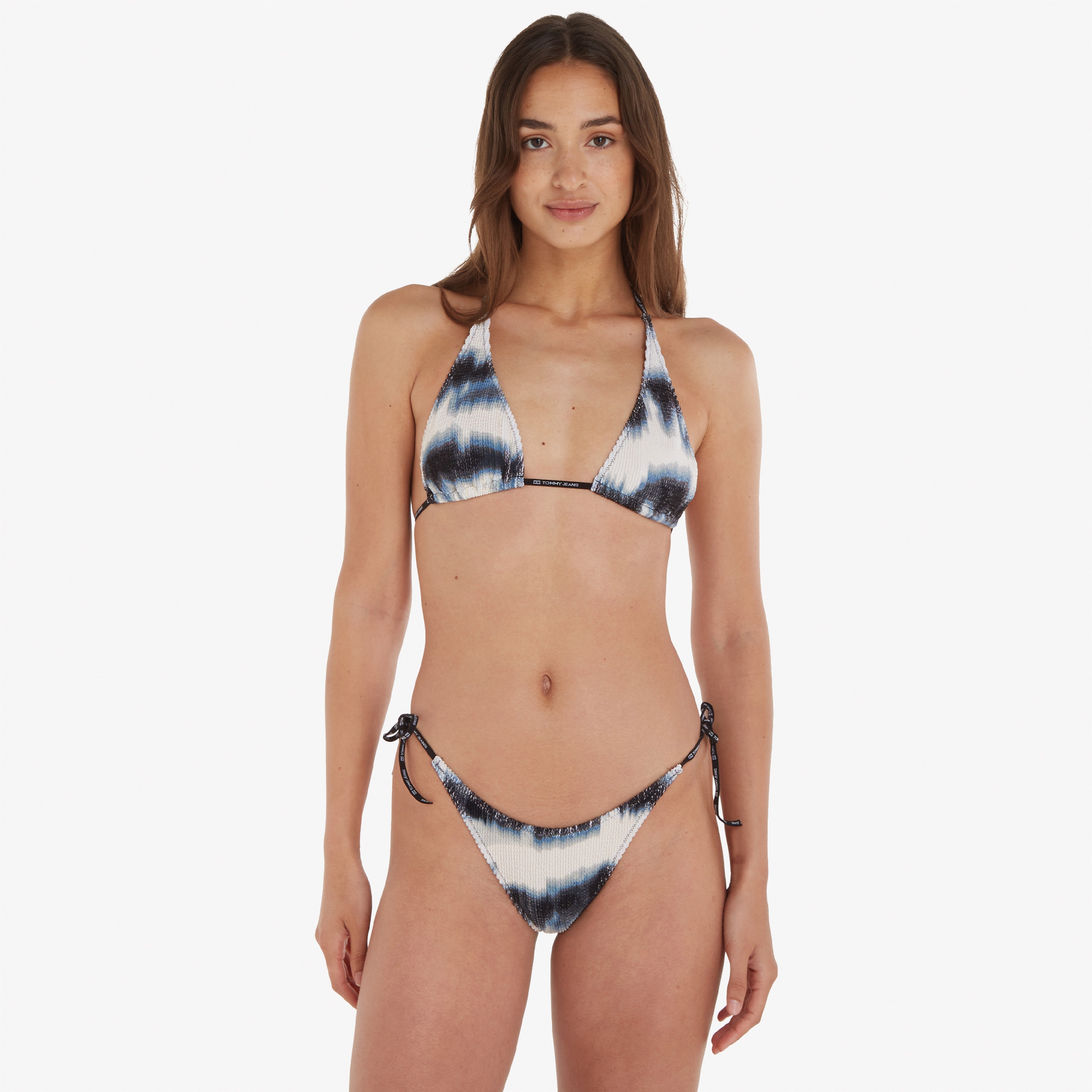 Tommy Jeans Halter Print Kadın Mavi Bikini Üstü