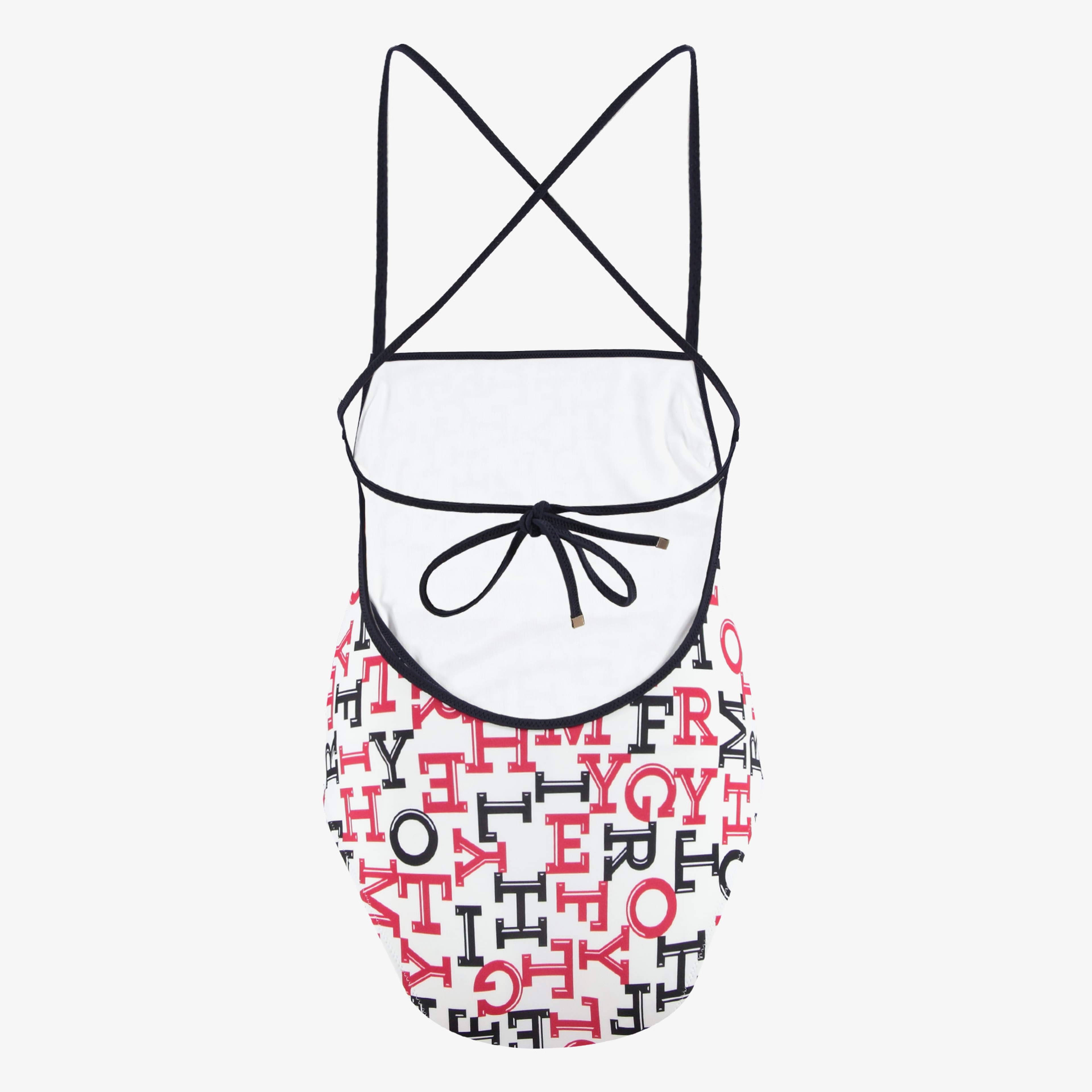 Tommy Hilfiger Straight Neck Print Kadın Beyaz Mayo