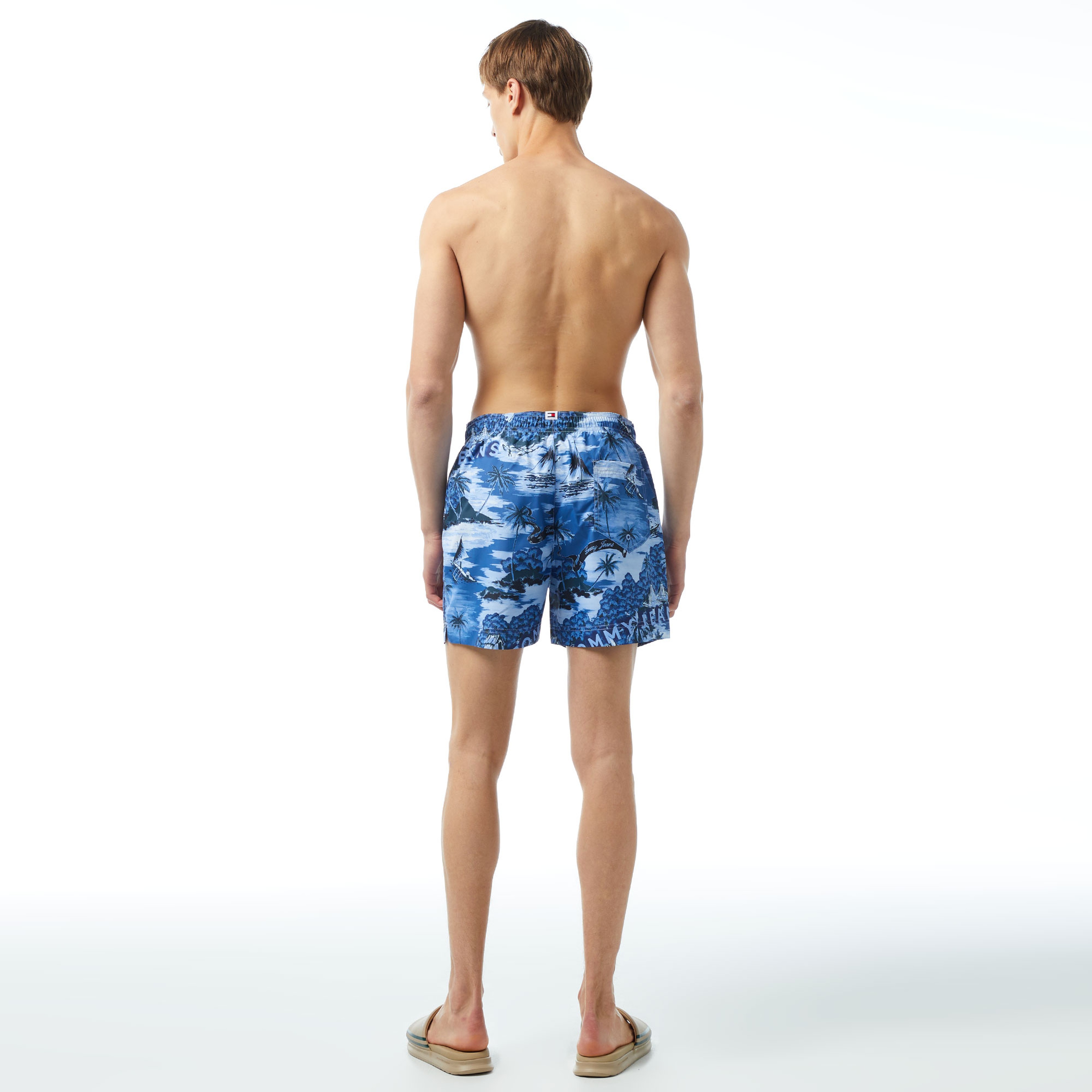 Tommy Jeans Medium Drawstring Print Erkek Mavi Mayo Şort