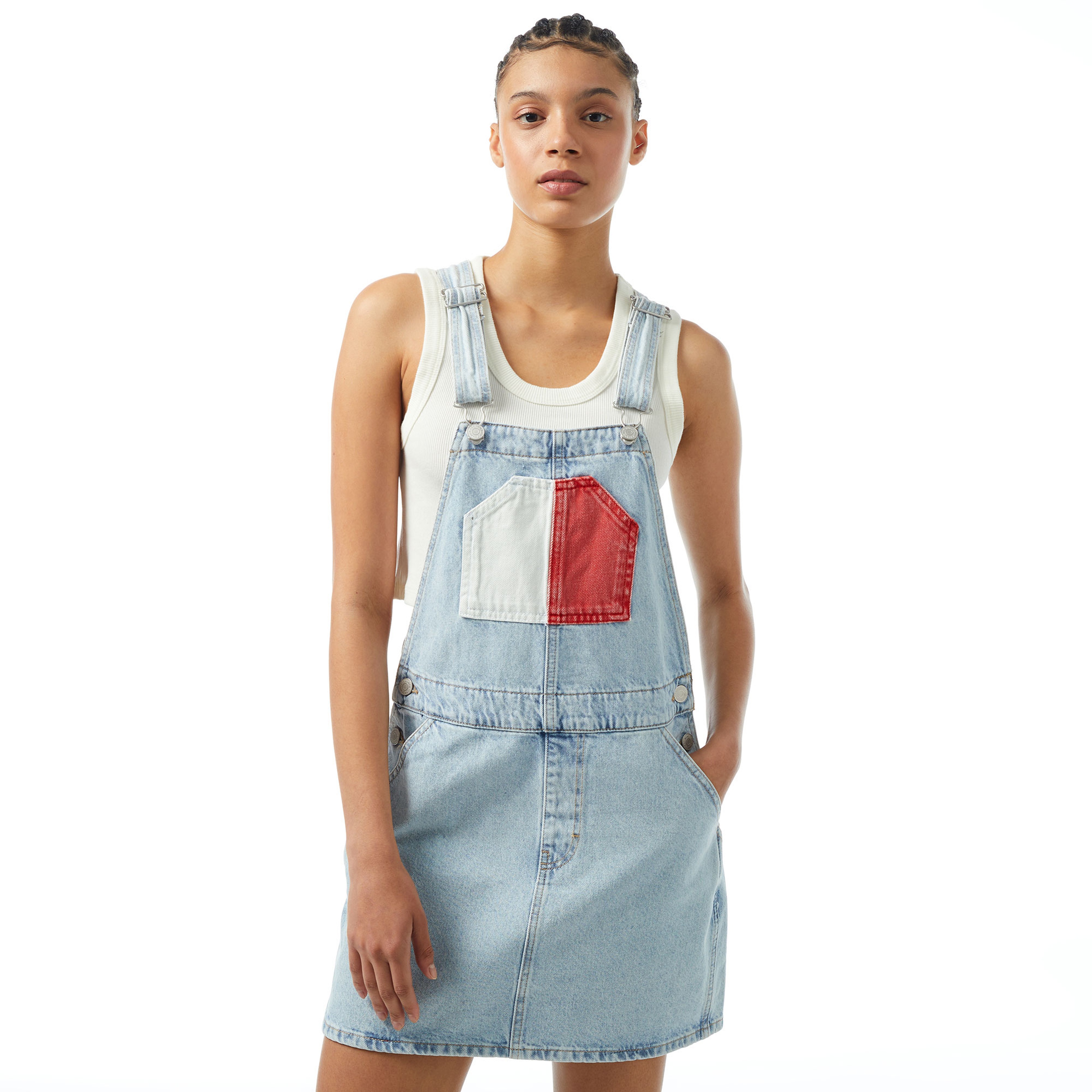 Tommy Jeans Dungarential Flag Kadın Mavi Elbise