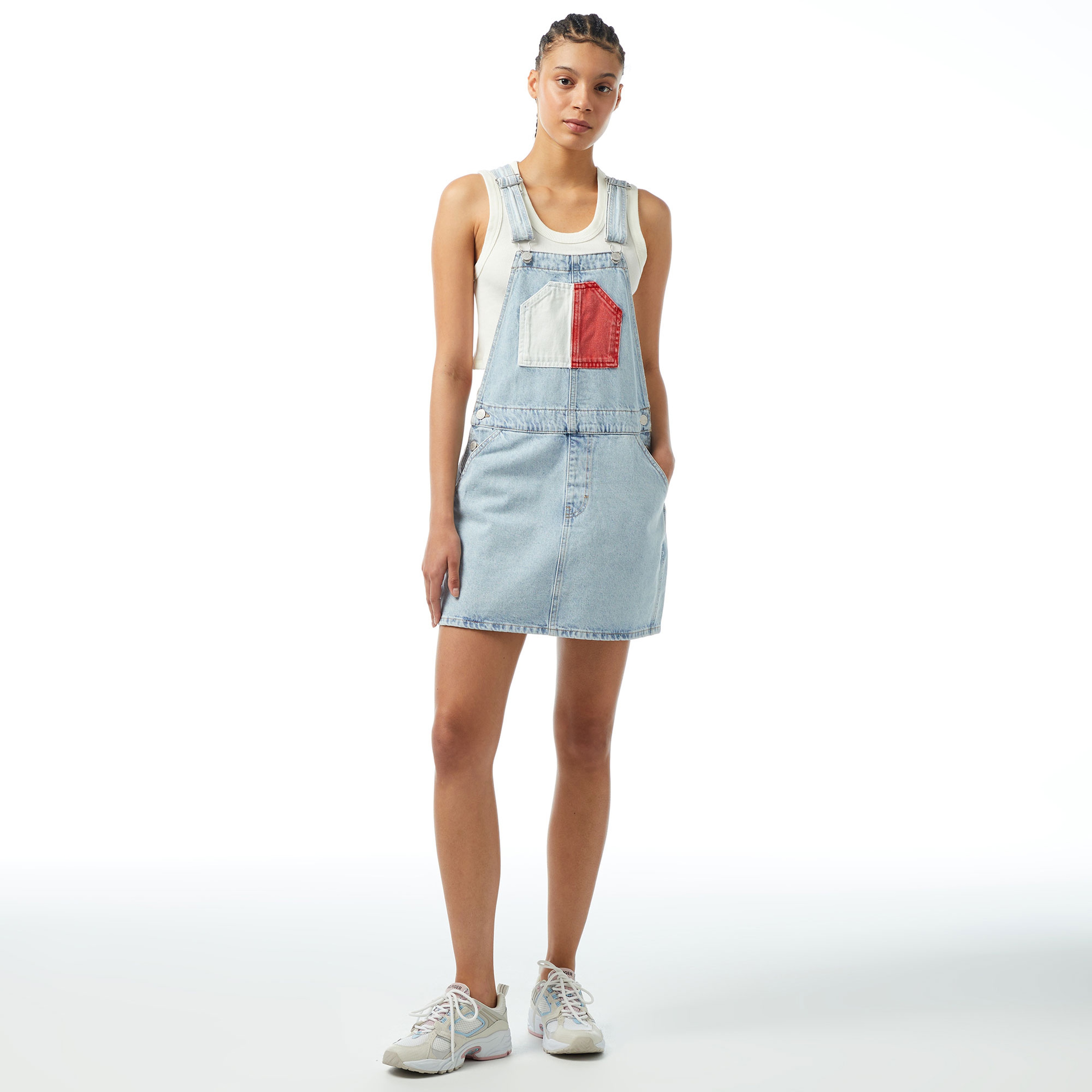 Tommy Jeans Dungarential Flag Kadın Mavi Elbise