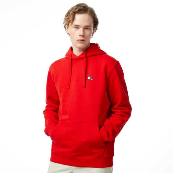 Tommy Jeans Reg Badge Erkek Kırmızı Hoodie