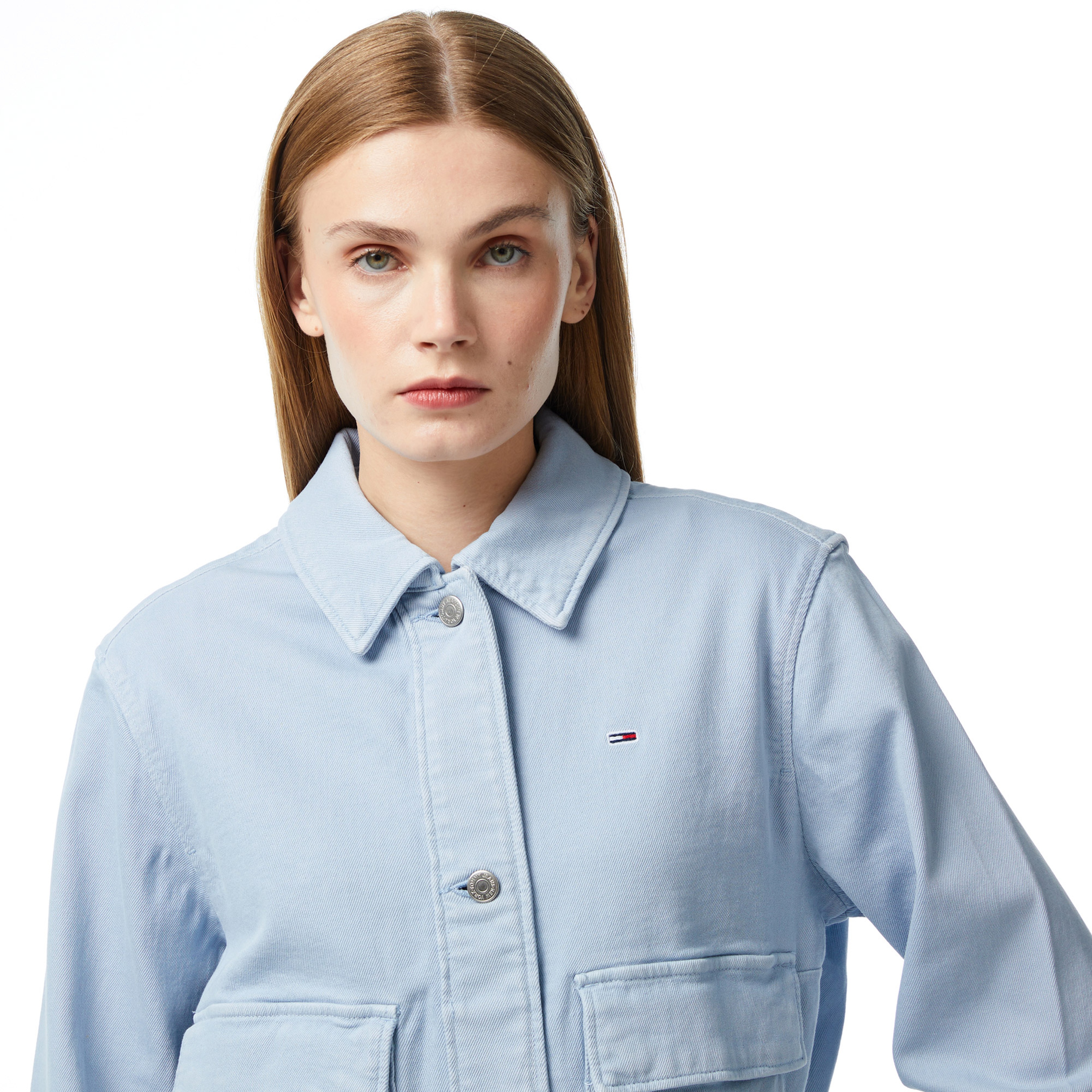 Tommy Jeans Cotton Kadın Mavi Ceket