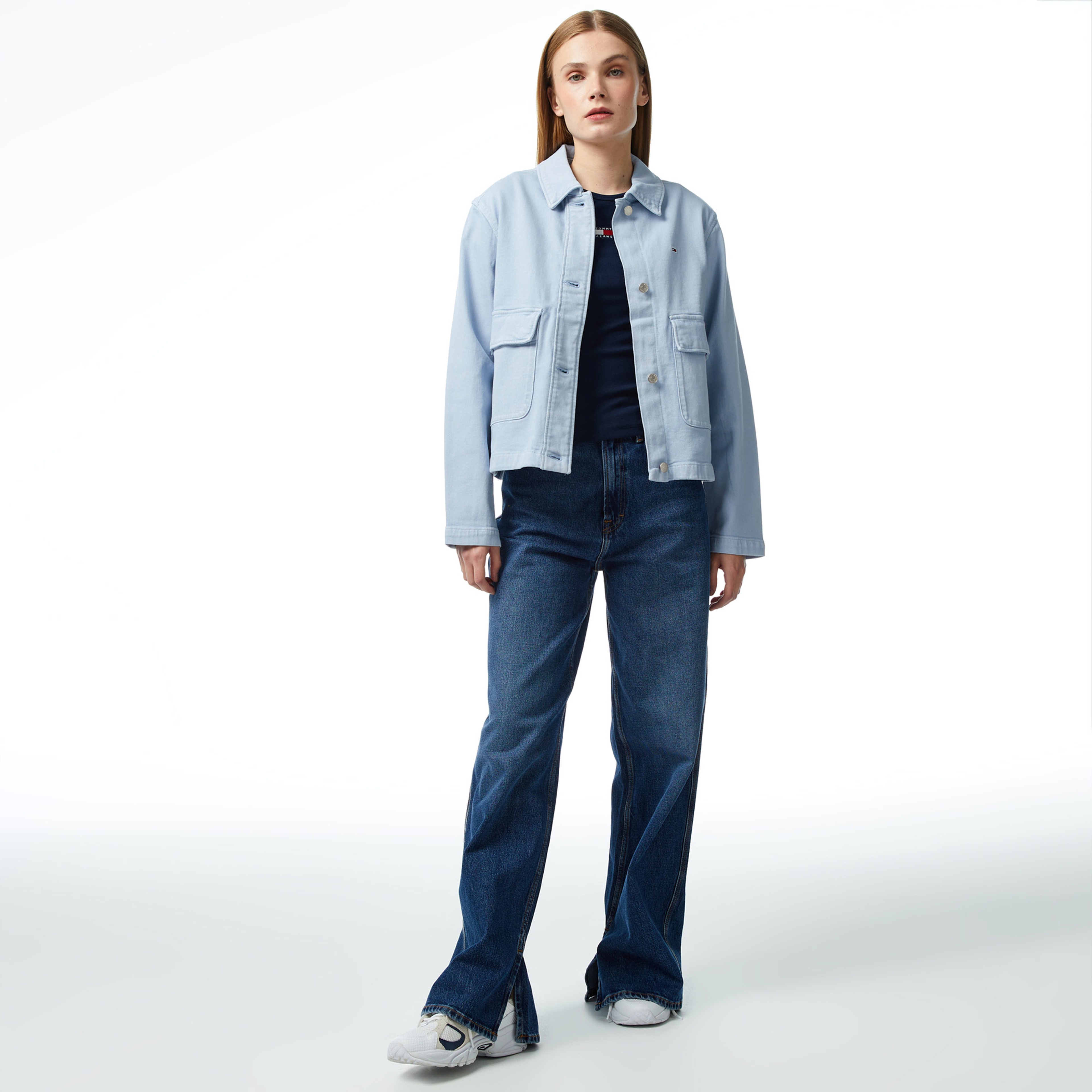 Tommy Jeans Cotton Kadın Mavi Ceket