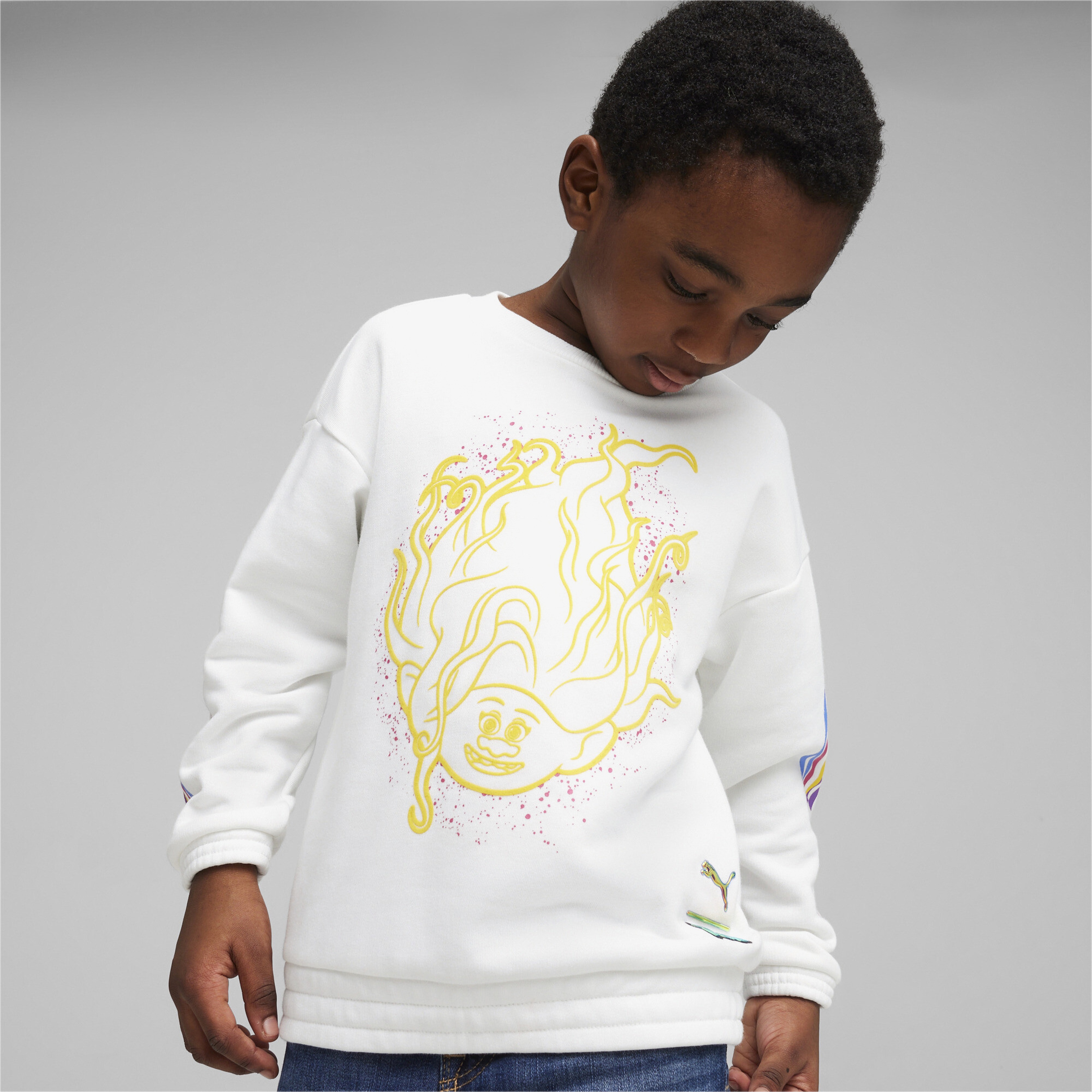 Puma X Trolls Crew Çocuk Beyaz Sweatshirt