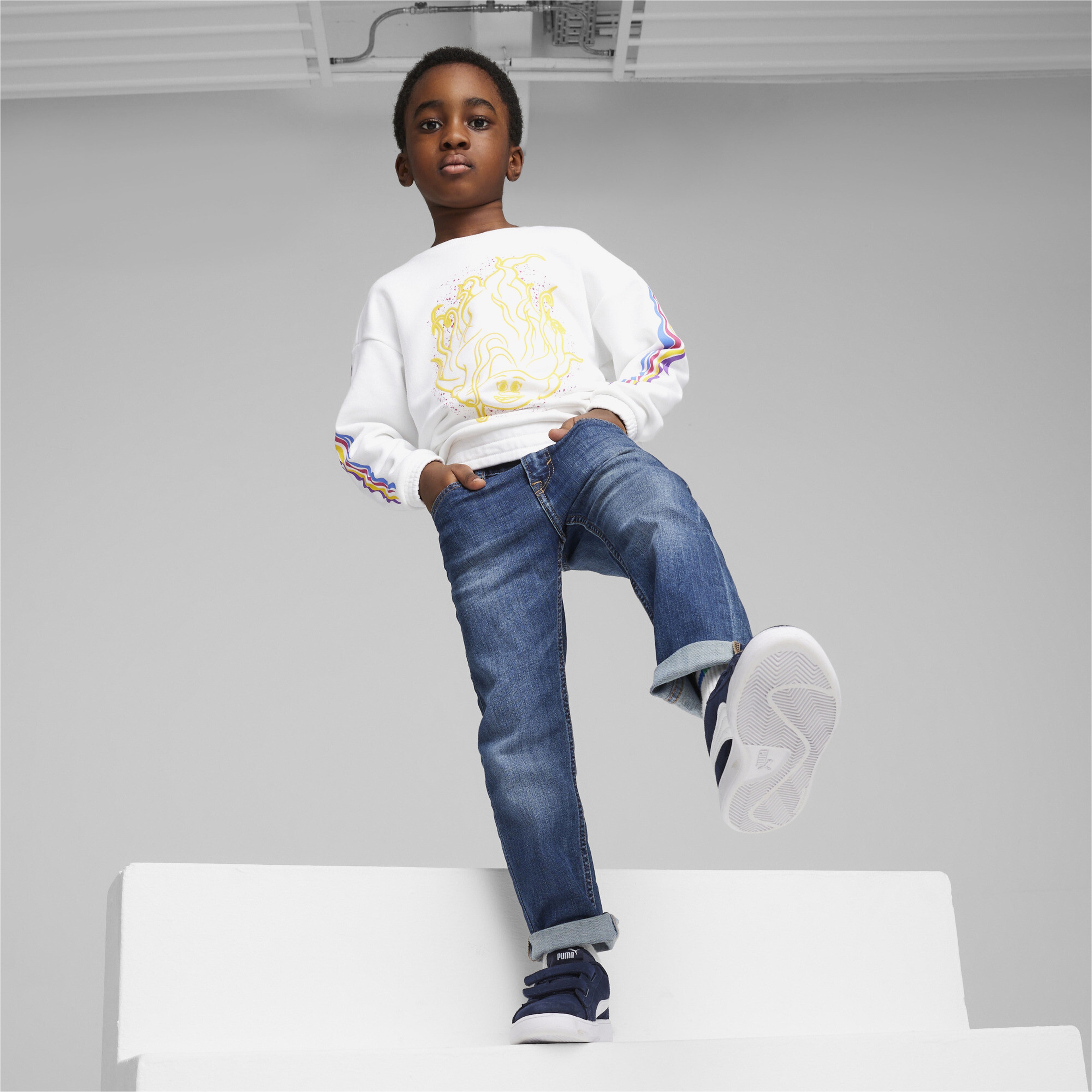 Puma X Trolls Crew Çocuk Beyaz Sweatshirt