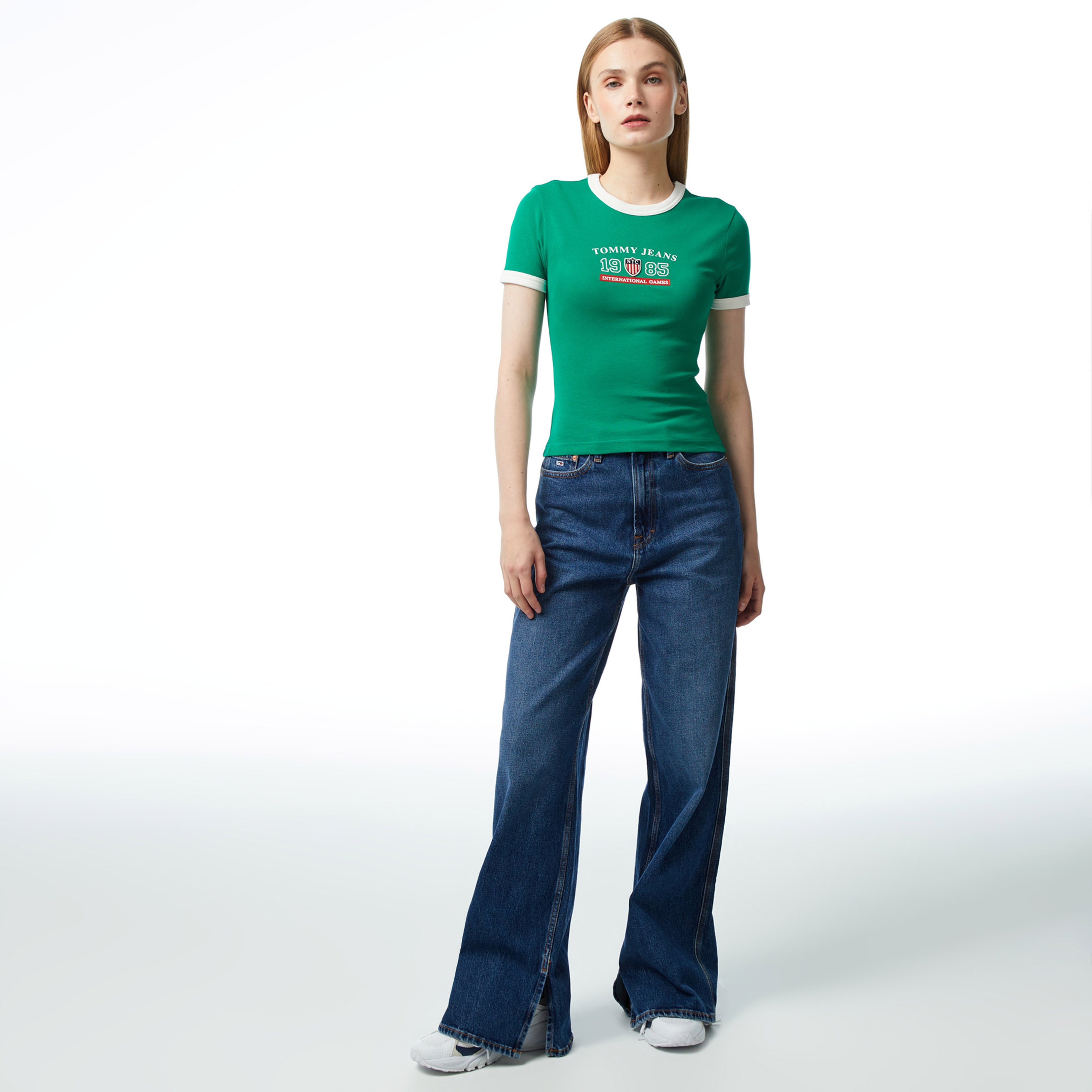 Tommy Jeans Archive Games Ringer Kadın Yeşil T-Shirt