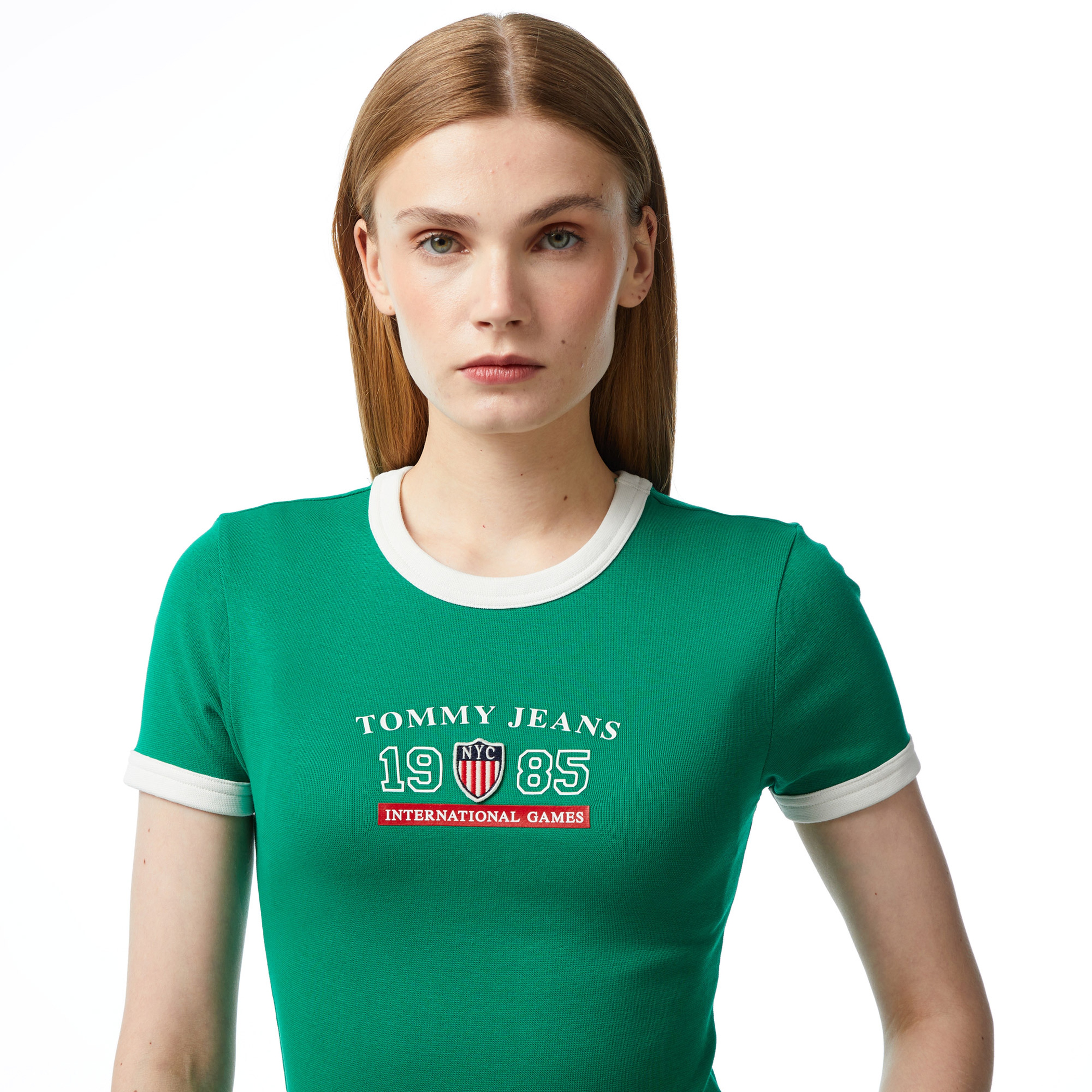 Tommy Jeans Archive Games Ringer Kadın Yeşil T-Shirt