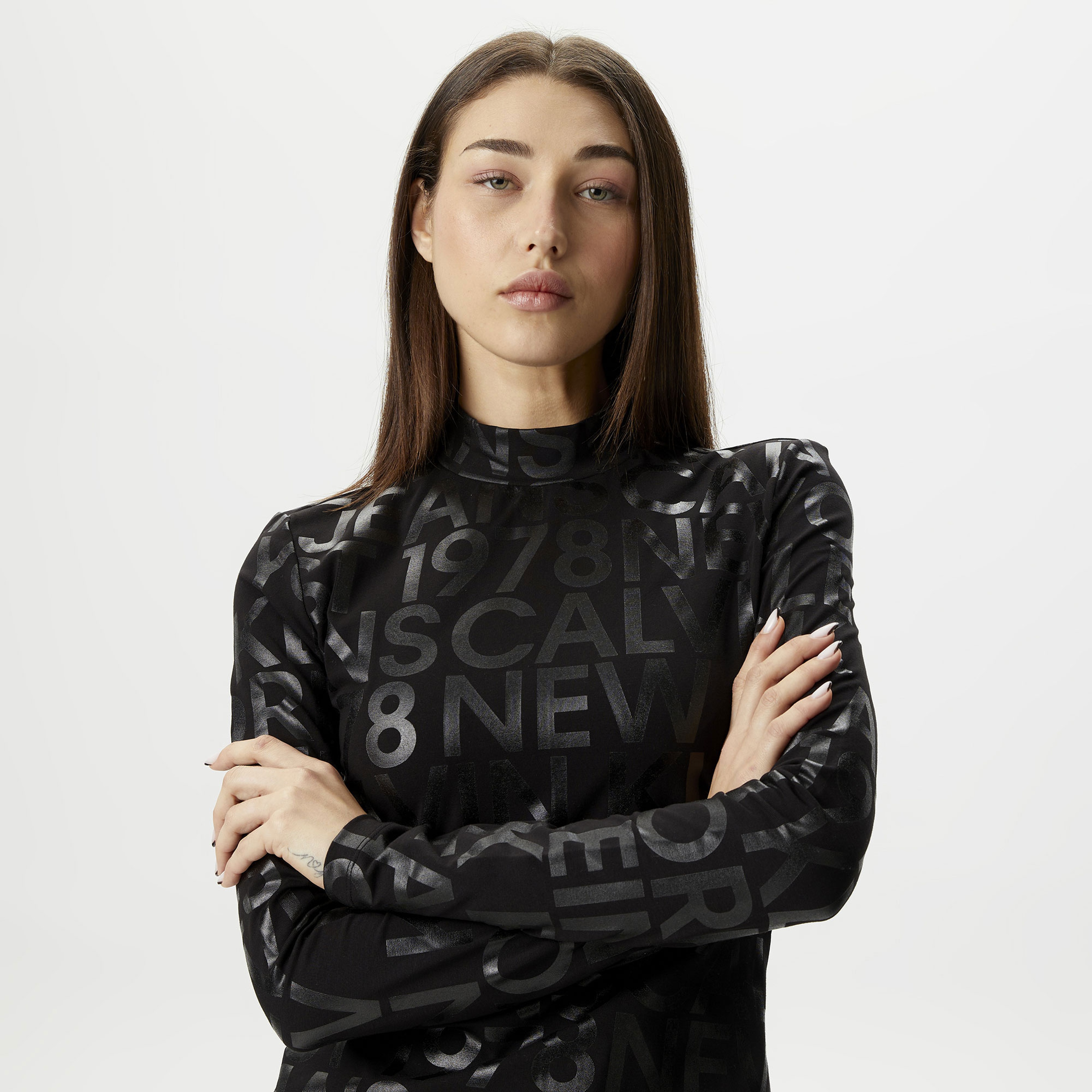 Calvin Klein Jeans Black And White Kadın Siyah Elbise