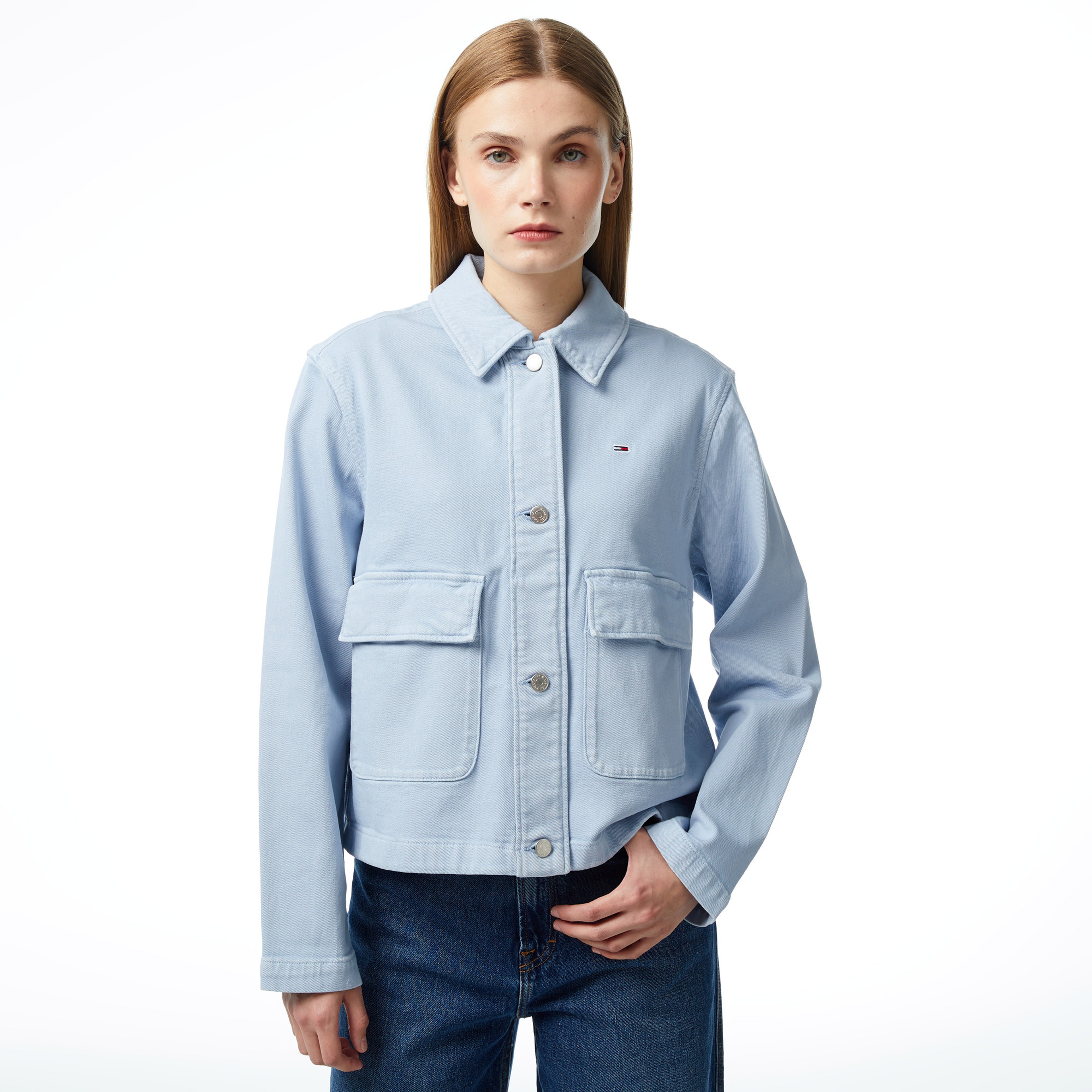 Tommy Jeans Cotton Kadın Mavi Ceket