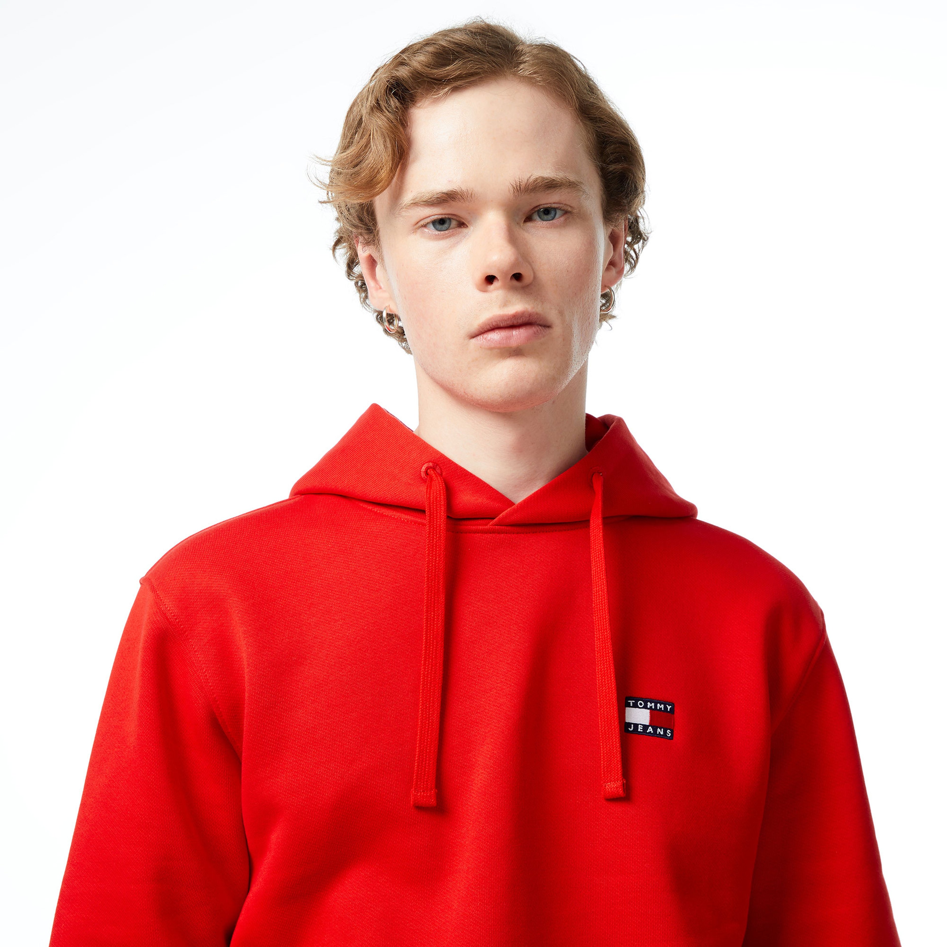 Tommy Jeans Reg Badge Erkek Kırmızı Hoodie