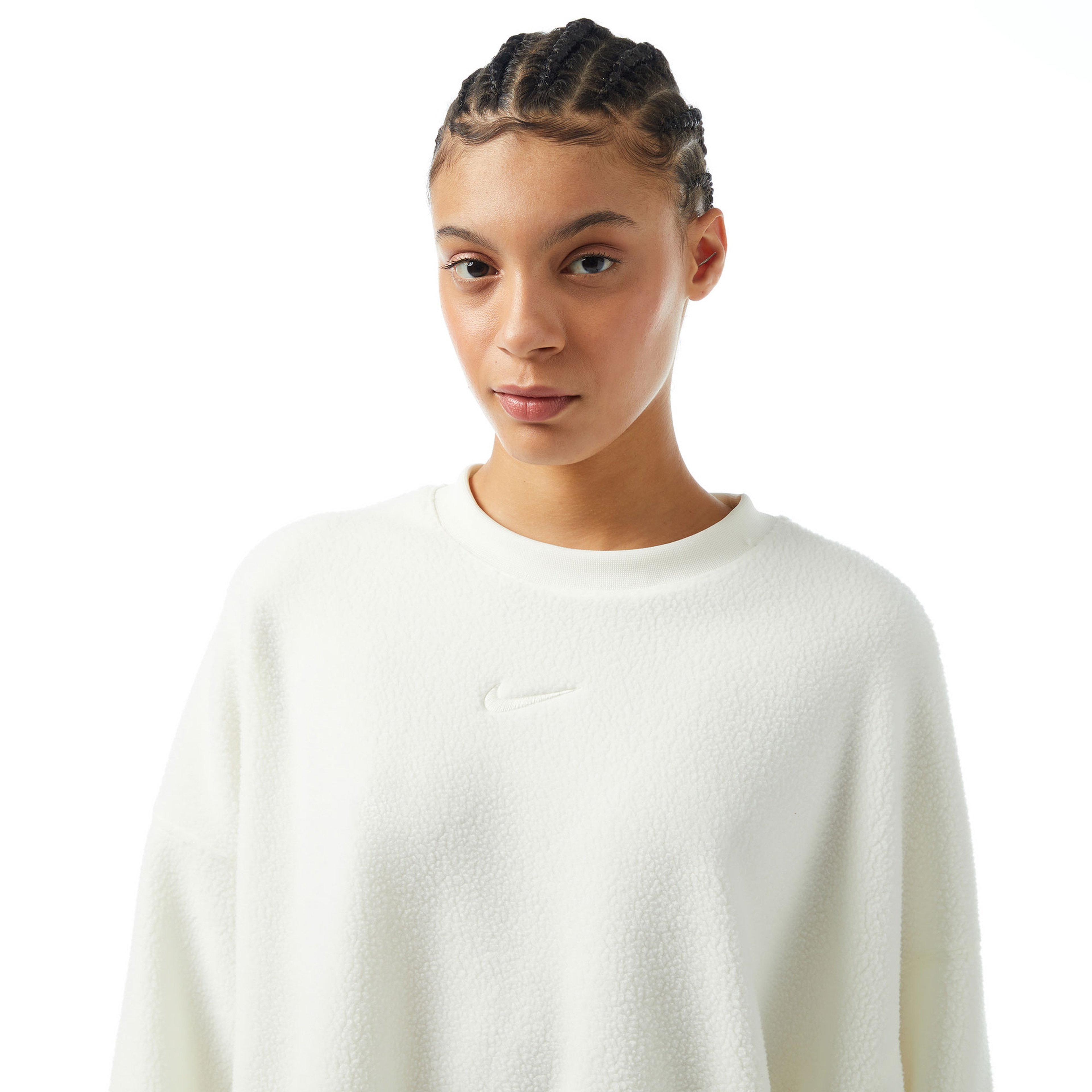 Nike Sportswear Plush Mod Cropped Crew-Neck Kadın Beyaz Sweatshirt
