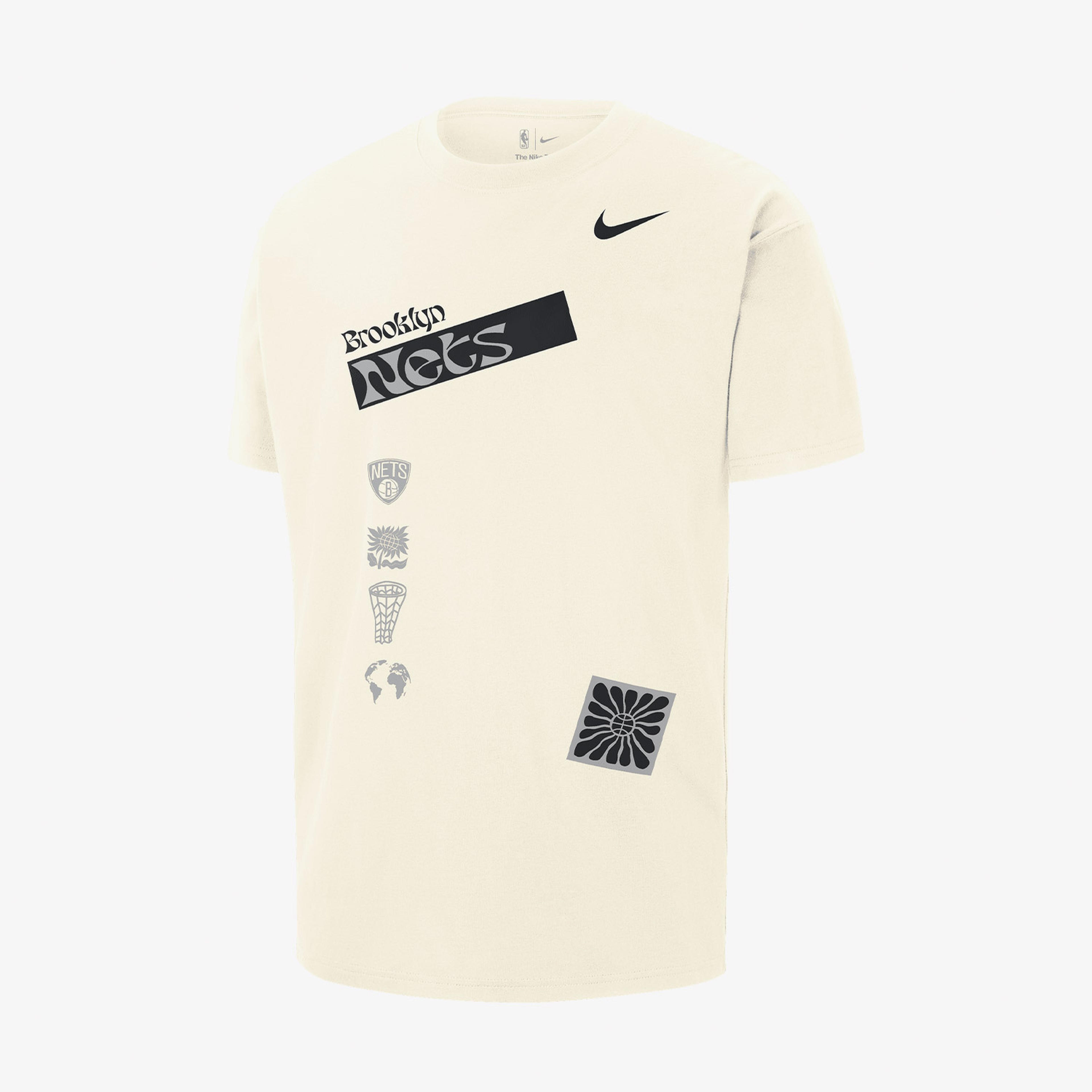 Nike NBA Courtside Oversize Brooklyn Nets Erkek Krem T-Shirt