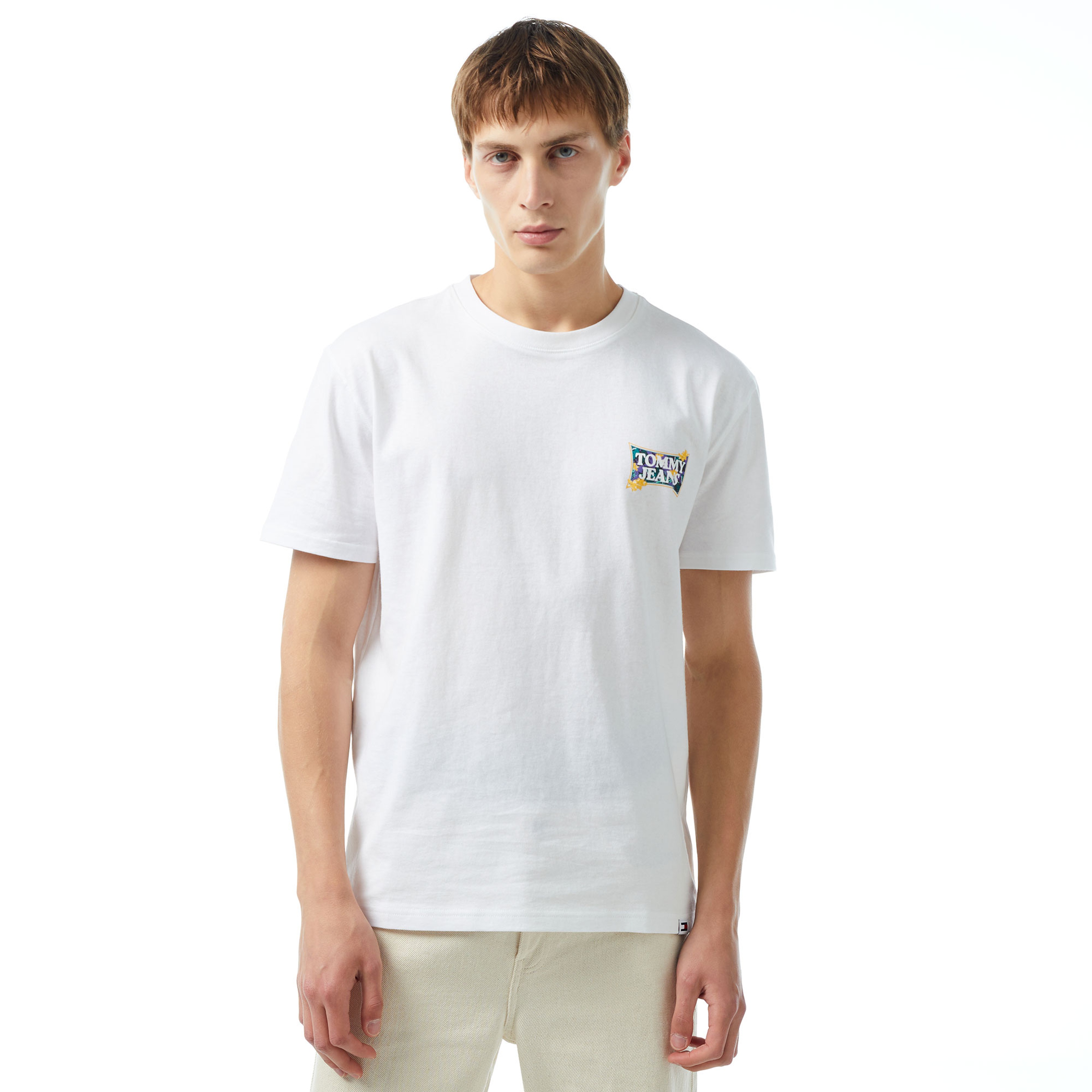 Tommy Jeans Reg Flower Power Erkek Beyaz T-Shirt