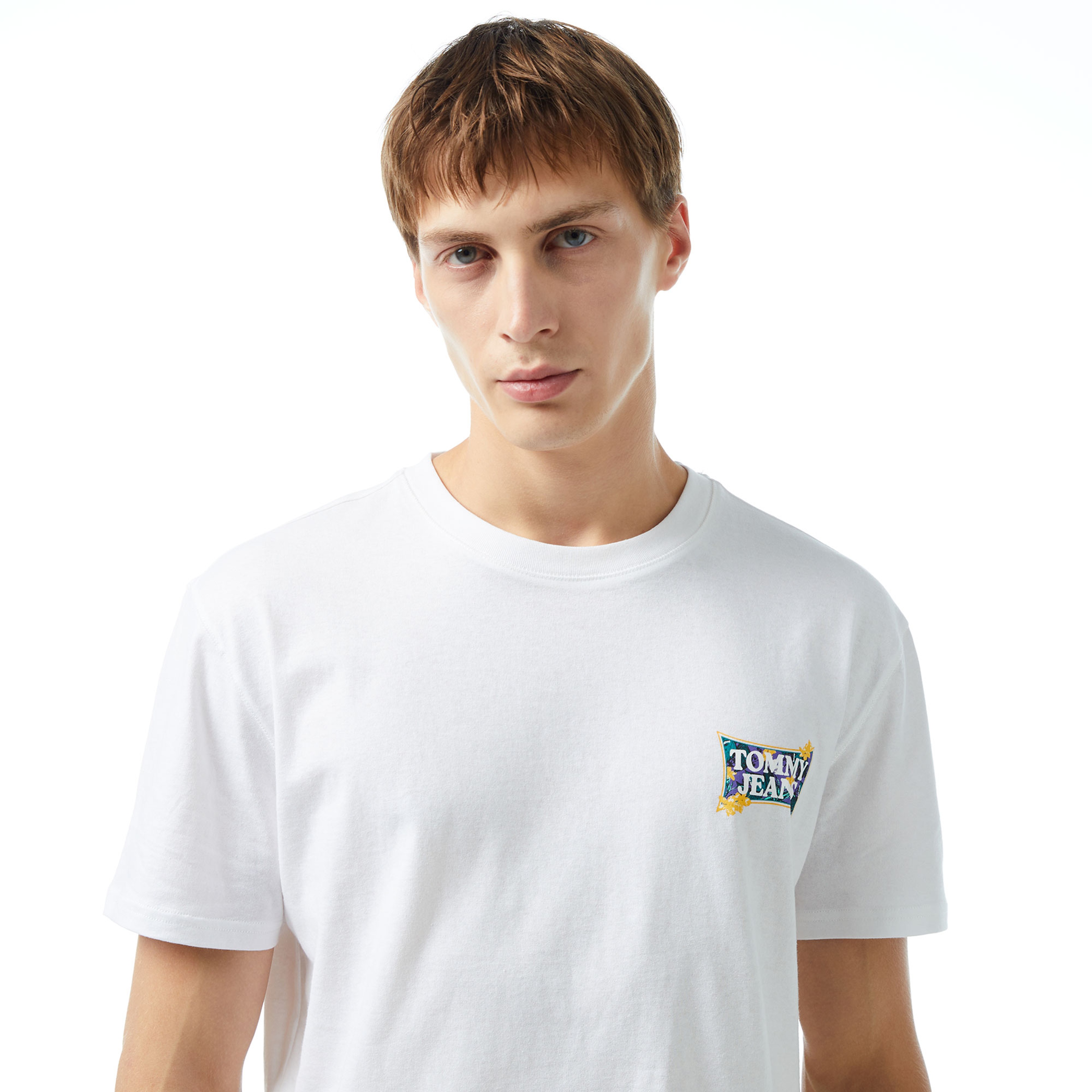 Tommy Jeans Reg Flower Power Erkek Beyaz T-Shirt