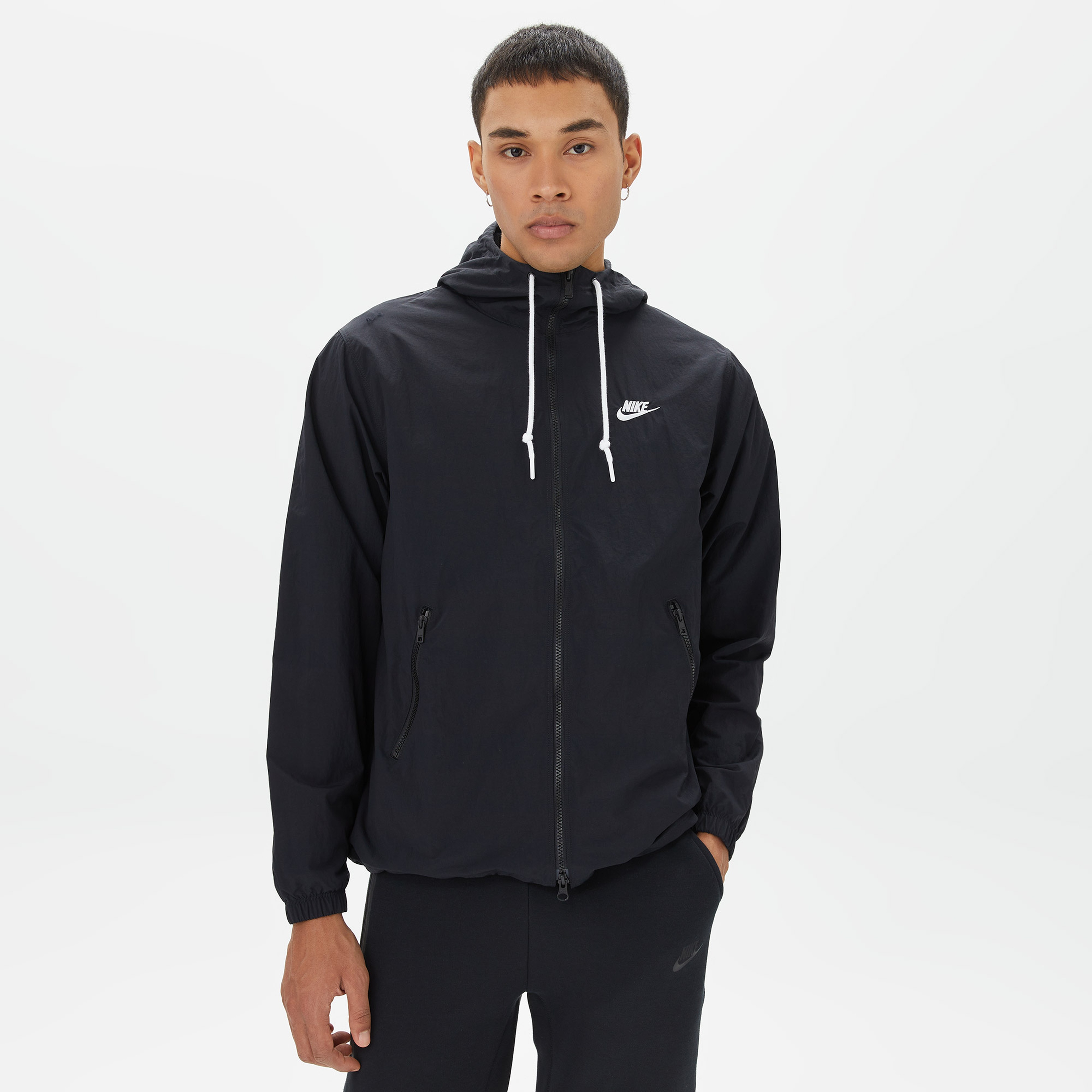 Nike Club Woven Full Zip Erkek Siyah Ceket