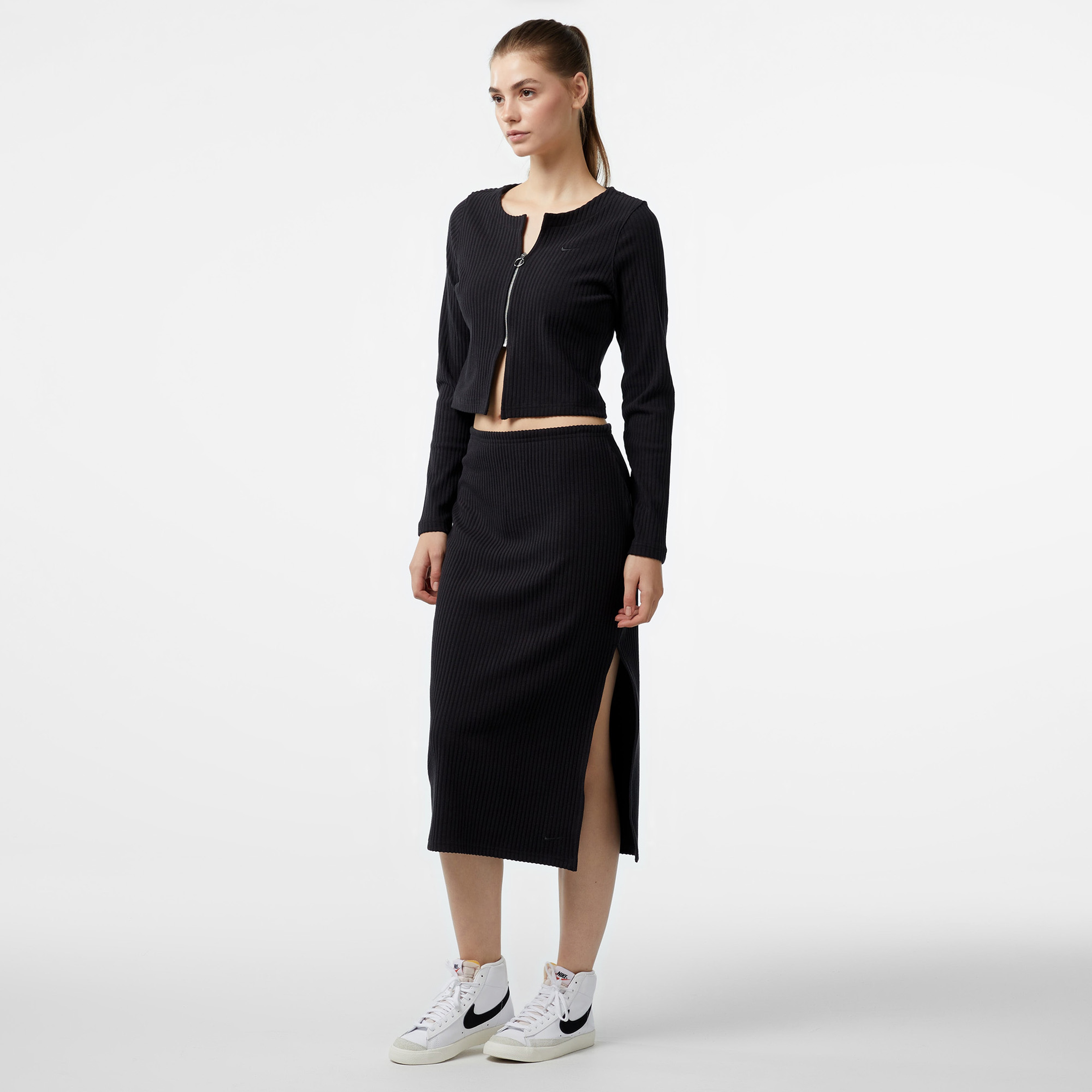 Nike Sportswear Chill Knit Kadın Siyah Eşofman Üstü