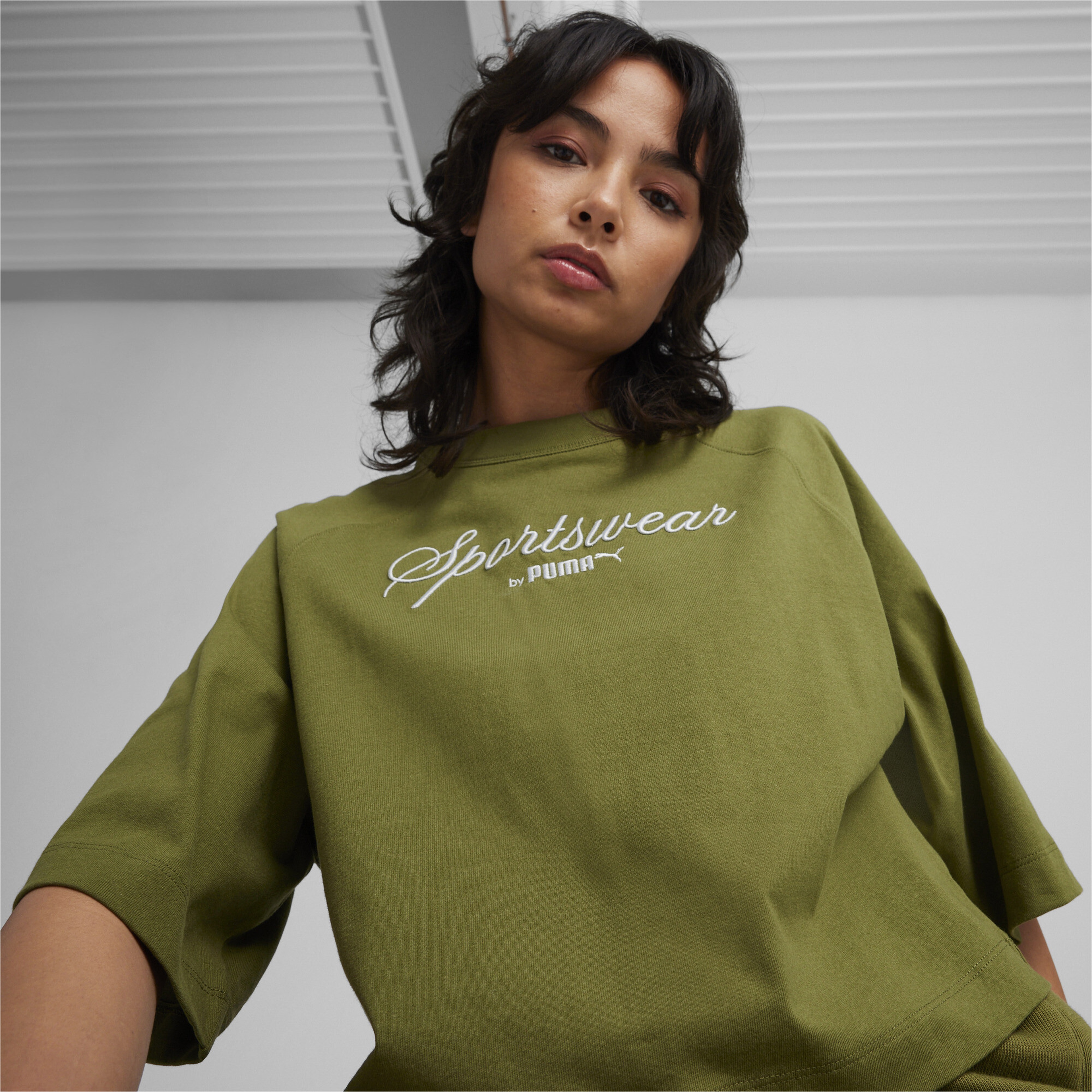 Puma Classics+ Oversized Kadın Yeşil T-Shirt