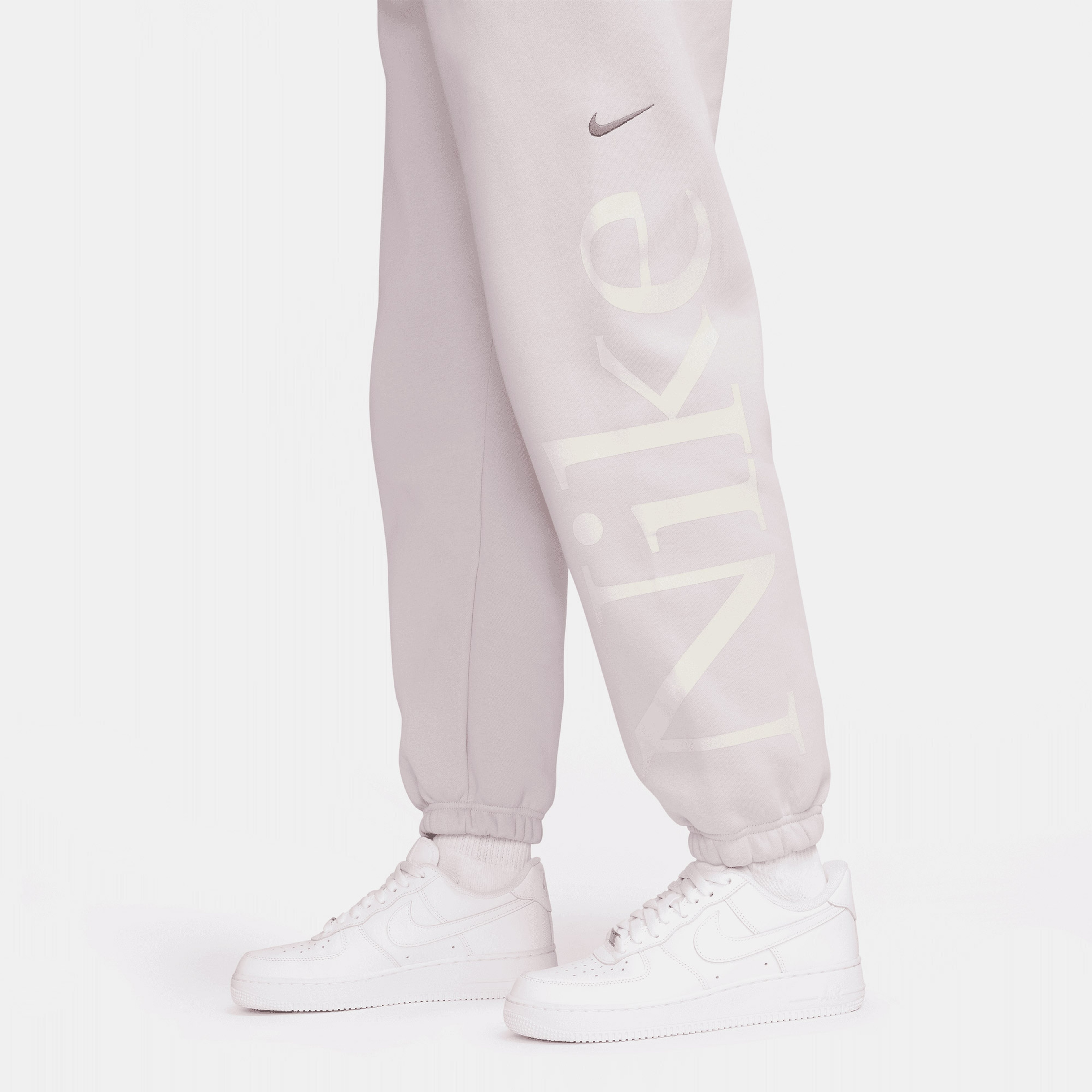 Nike Sportswear Phoenix Fleece Sportswear Oversized Logo Kadın Pembe Eşofman Altı