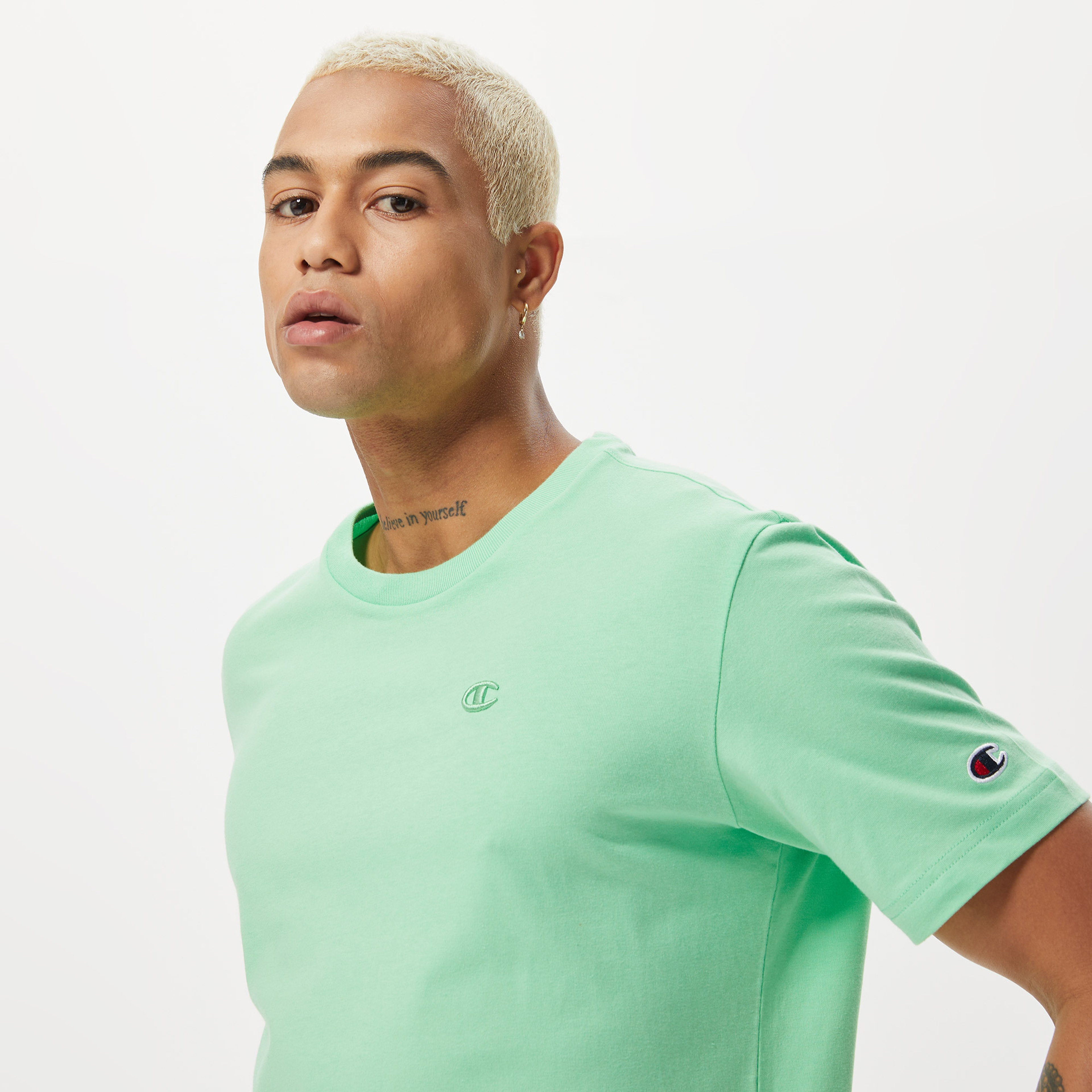 Champion Crewneck Erkek Yeşil T-ShirtS218496| Occasion