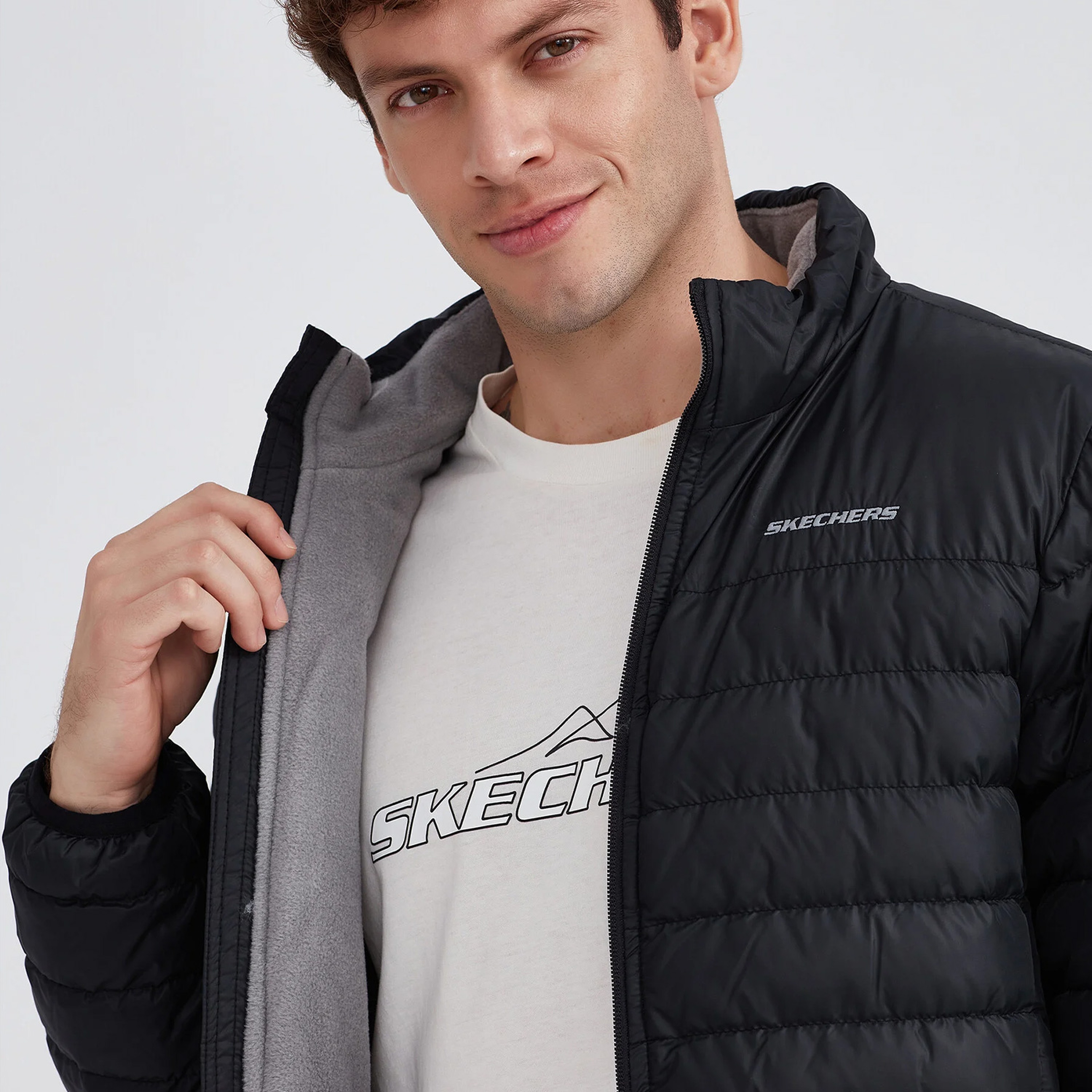 Skechers Outerwear Padded Erkek Siyah Mont