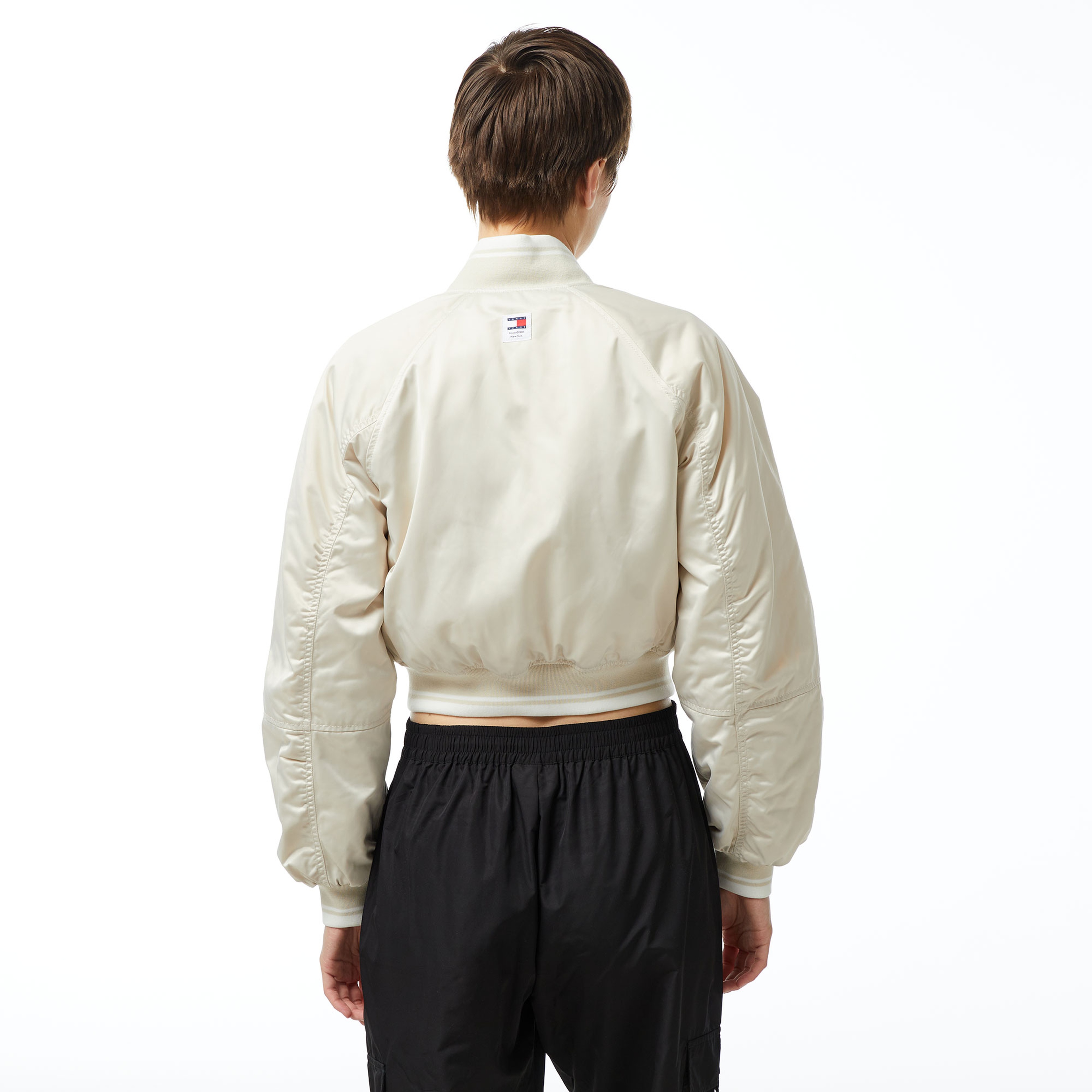 Tommy Jeans Crp Satin Varsity Bomber Kadın Bej Ceket