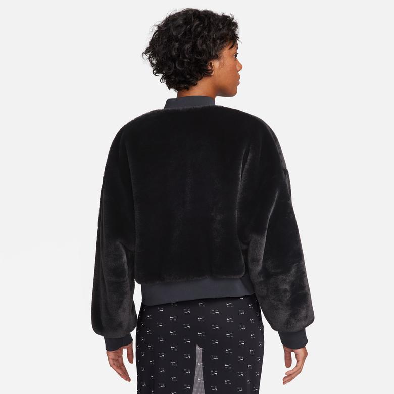 Nike Sportswear Faux Fur Bombeer Kadın Siyah Mont