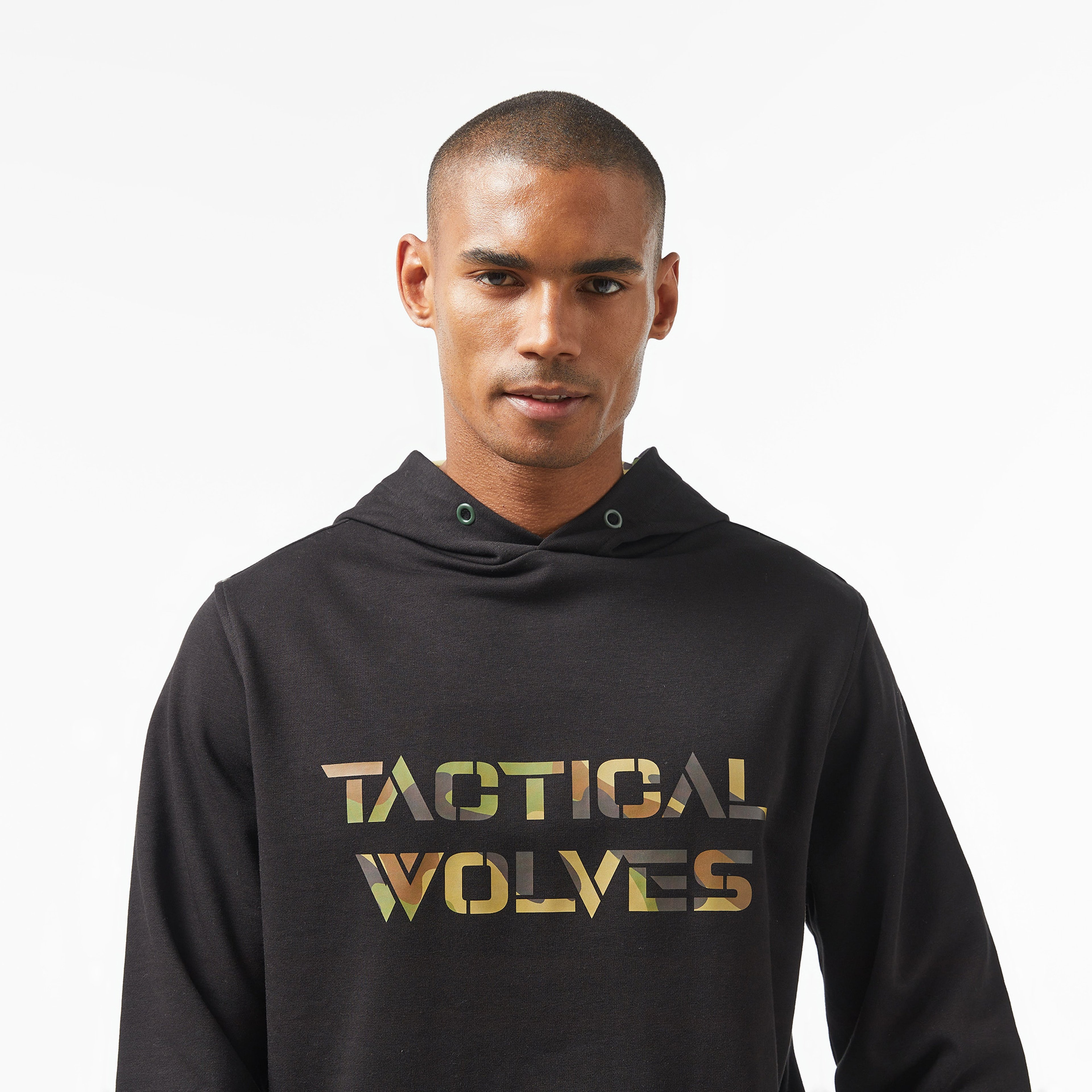 Tactical Wolves Oversize Kamuflaj Erkek Siyah Sweatshirt