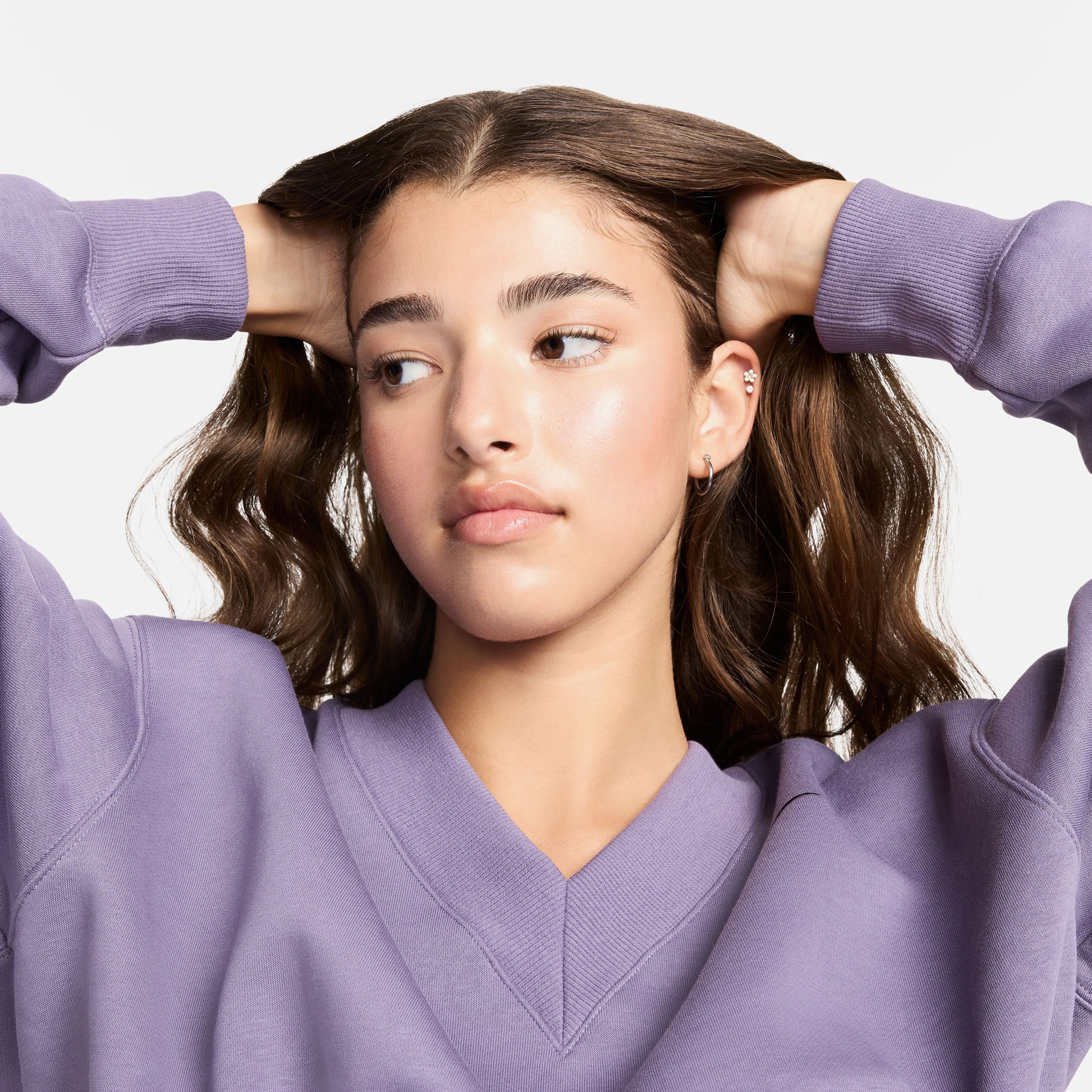 Nike Sportswear Phoenix Fleece Kadın Mor Crop T-Shirt