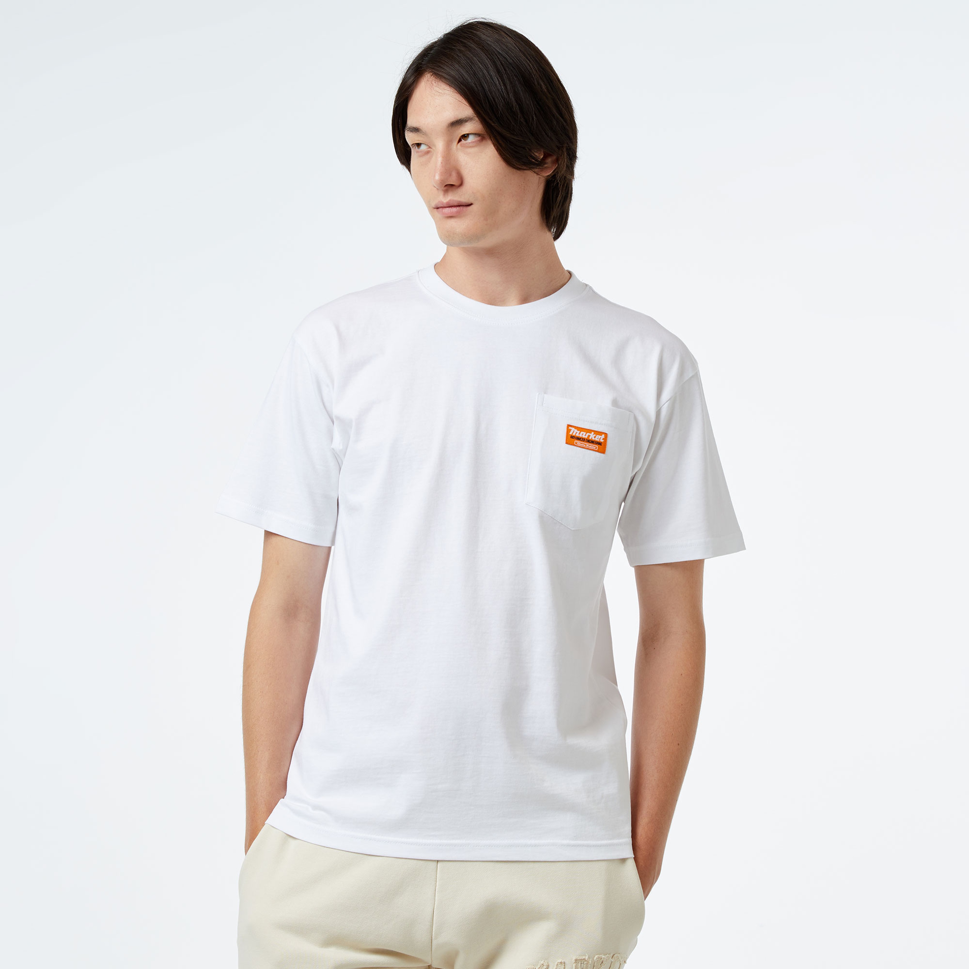 Market Hardware Pocket Erkek Beyaz T-Shirt