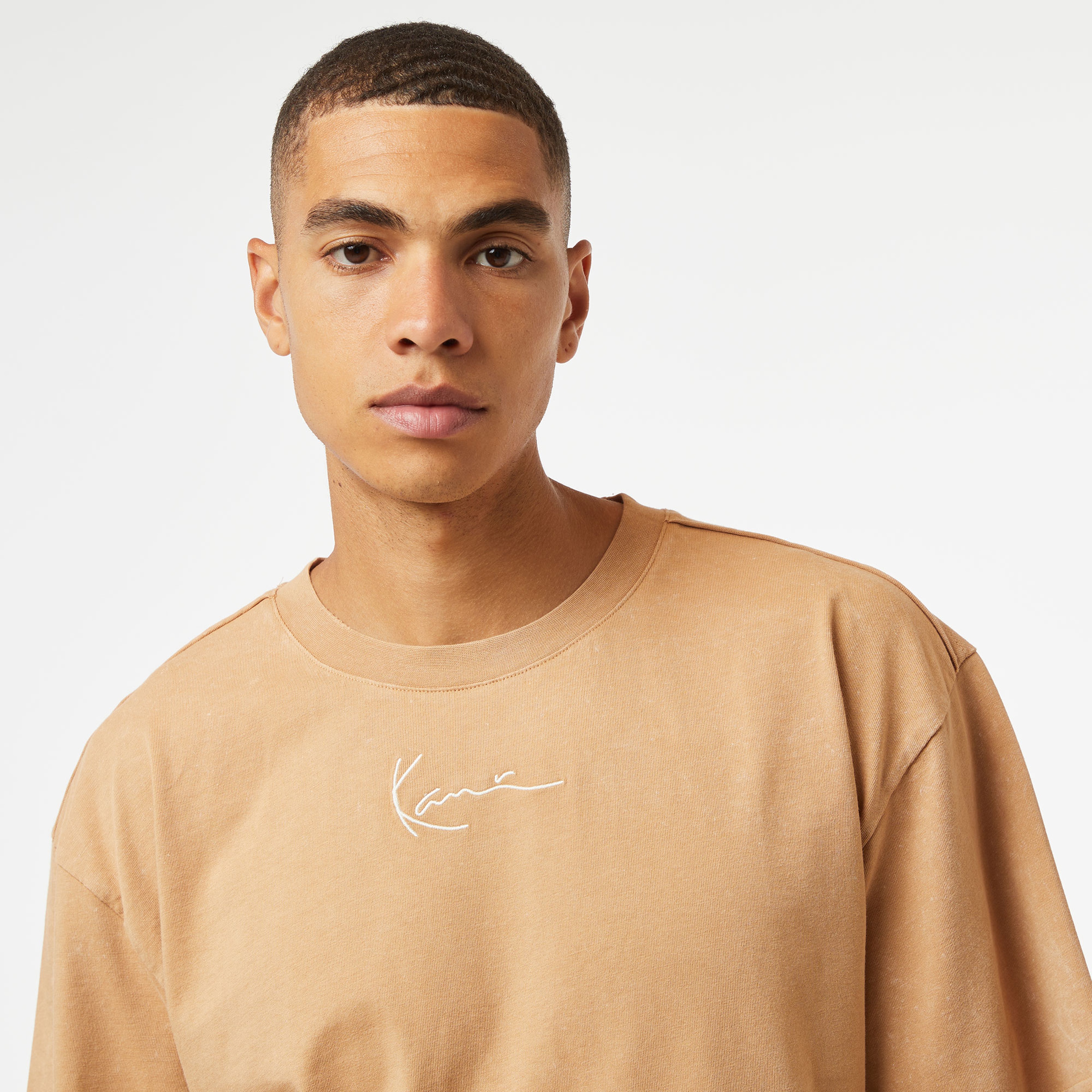 Karl Kani Small Sign. Distressed Heavy Jersey Erkek Krem T-Shirt