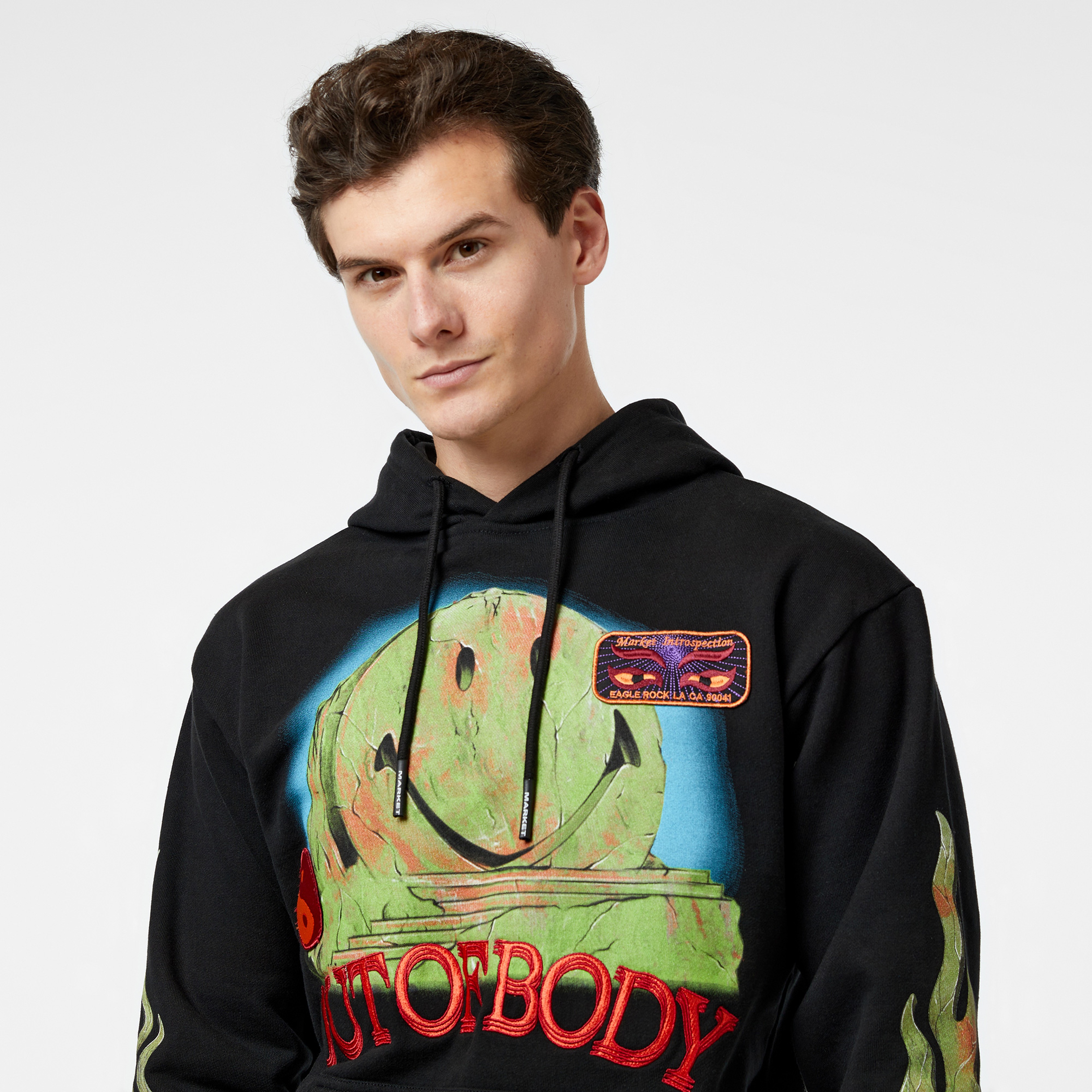 Market Smiley Out Of Body Erkek Siyah Hoodie