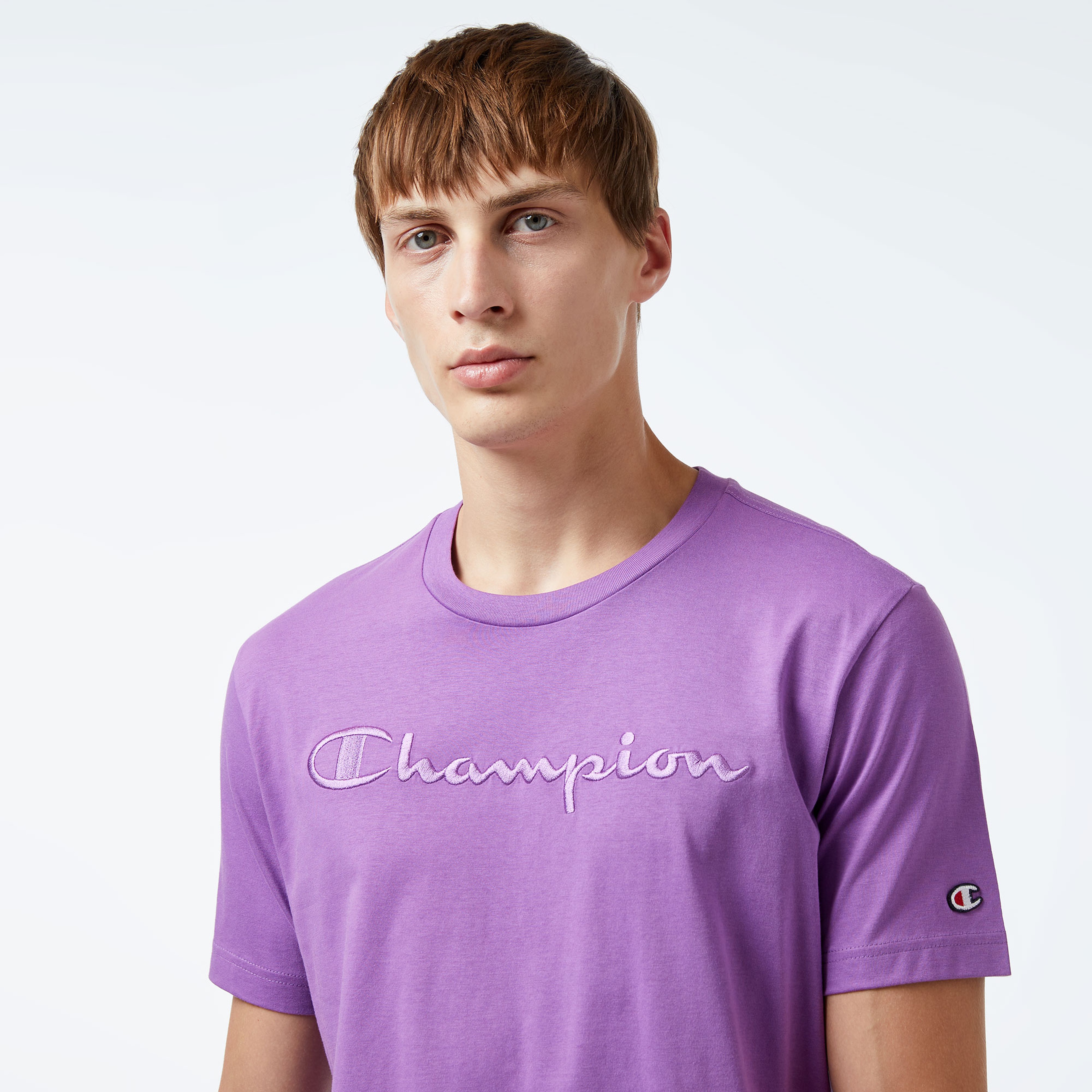 Champion Crewneck Erkek Mor T-Shirt