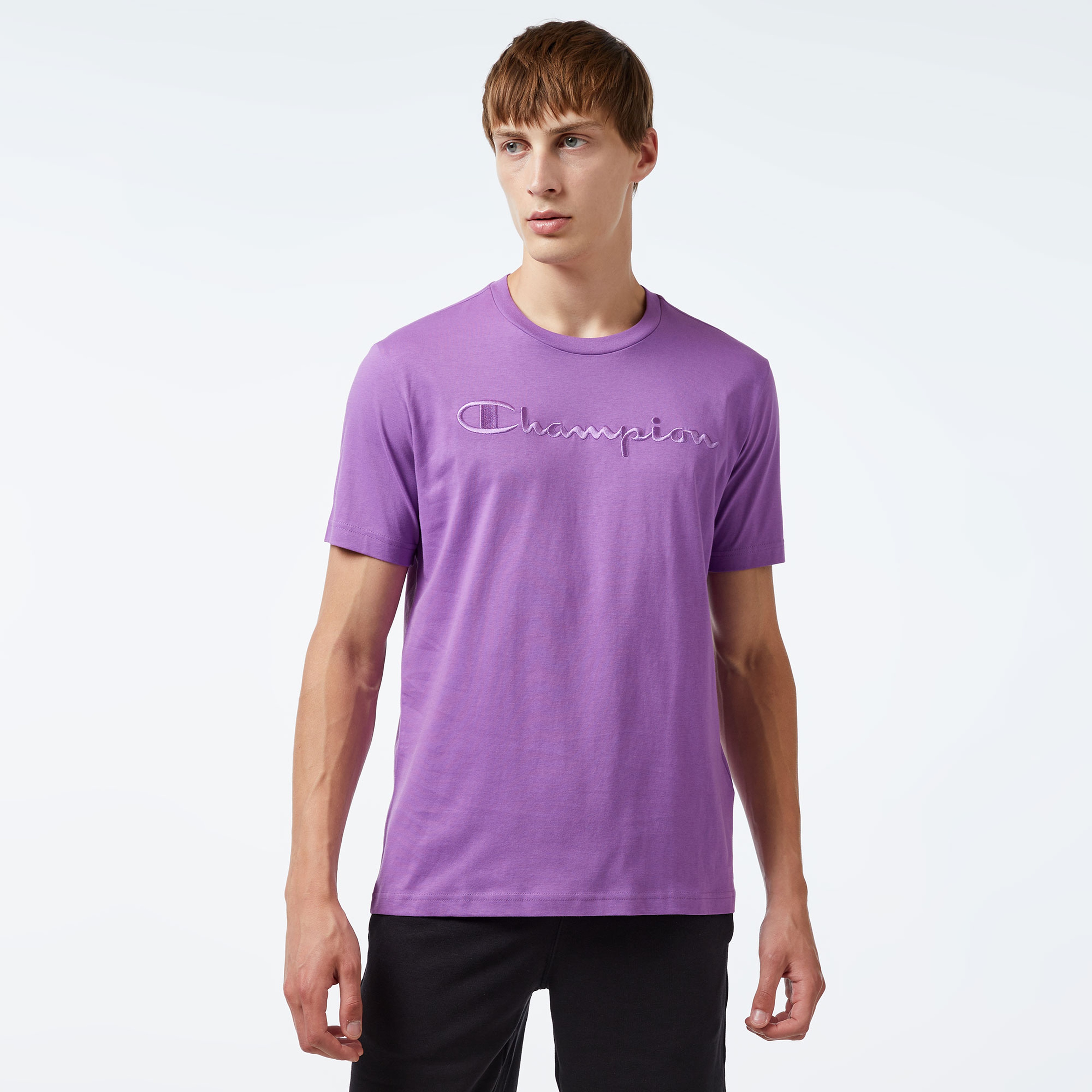 Champion Crewneck Erkek Mor T-Shirt
