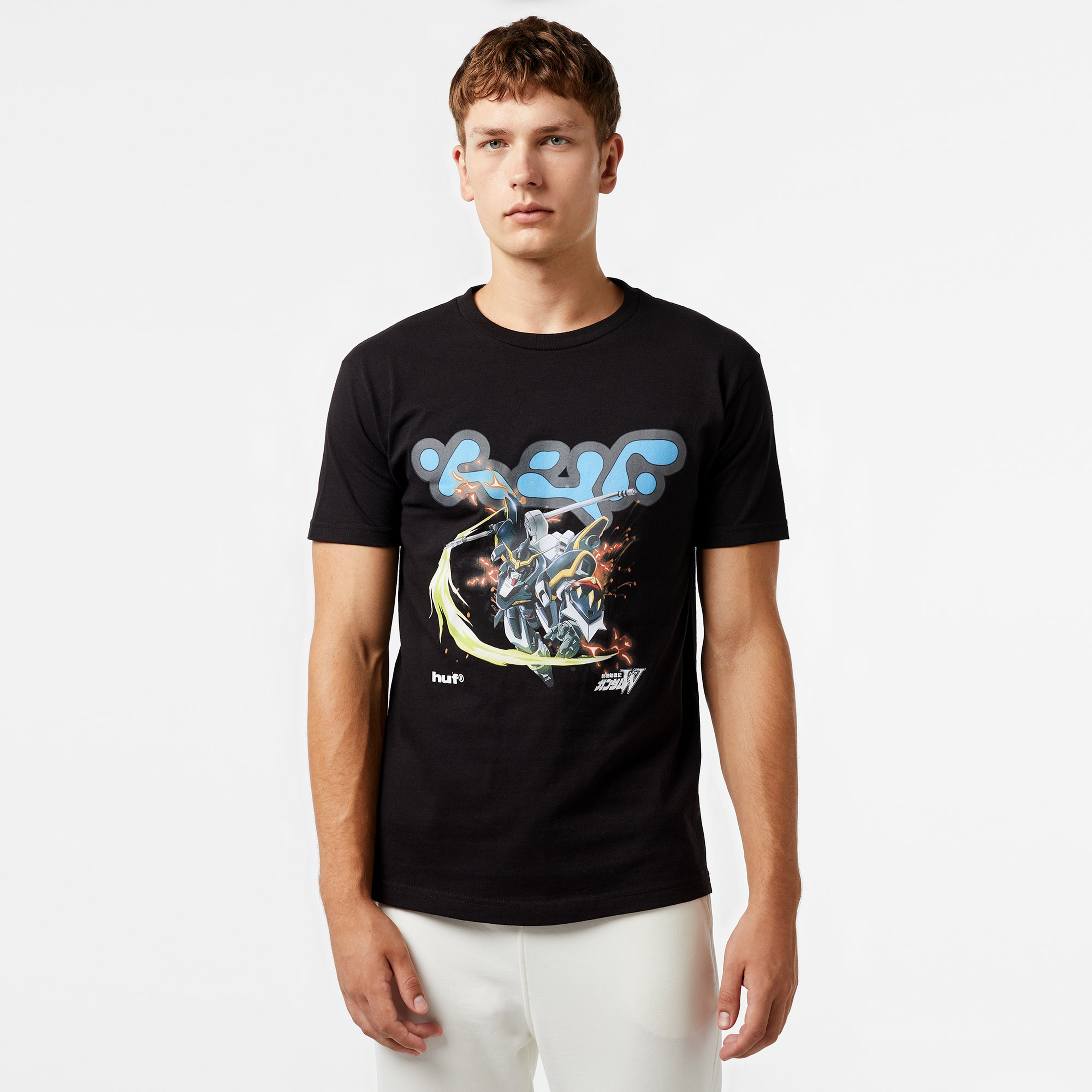HUF x Gundam Deathscythe Erkek Siyah T-Shirt