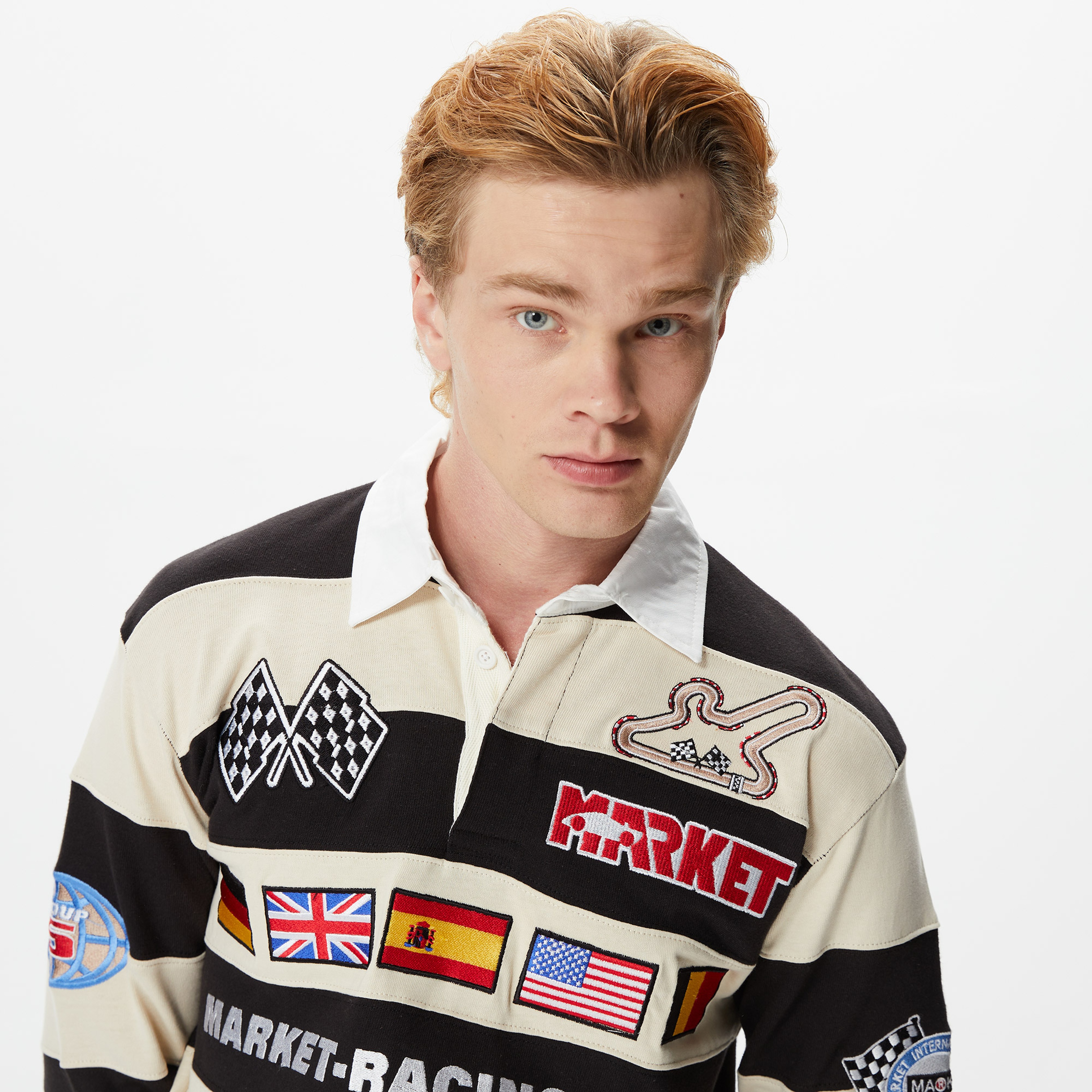 Market Grand Prix Rugby Erkek Siyah/Krem Sweatshirt