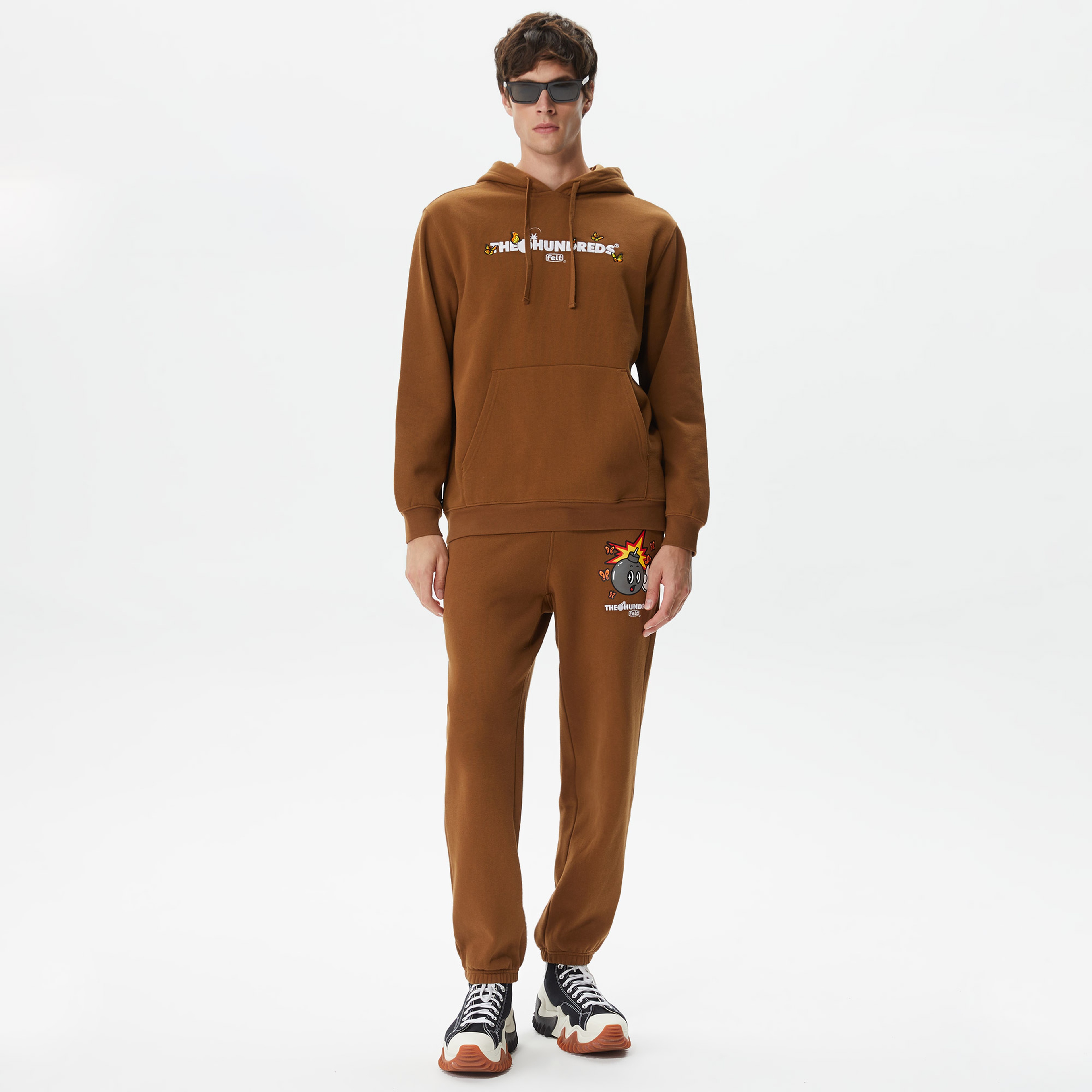 The Hundreds League Erkek Kahverengi Hoodie