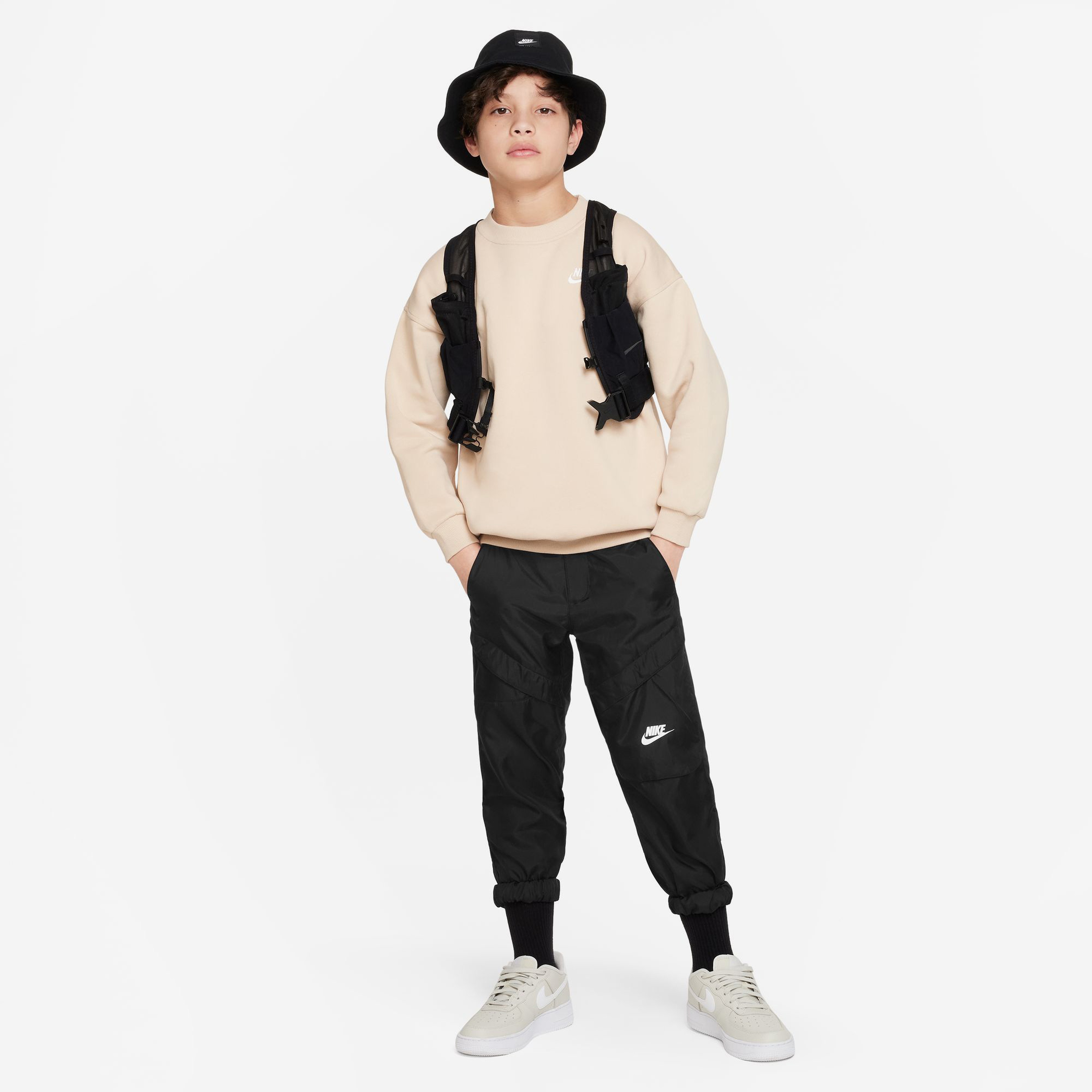Nike Sportswear Club Fleece Oversize Çocuk Krem Sweatshirt