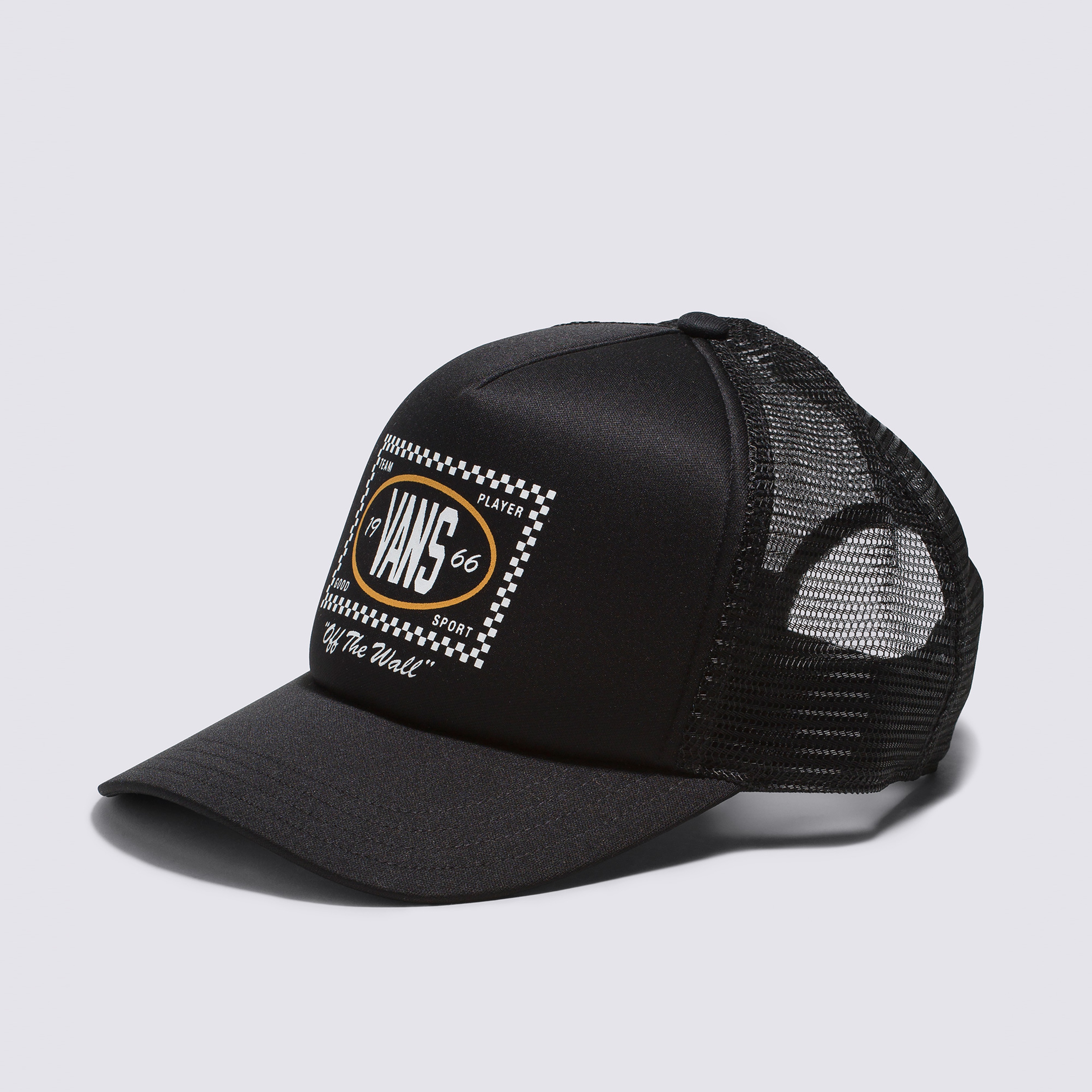Vans Checkers Curved Bill Trucker Erkek Siyah Şapka