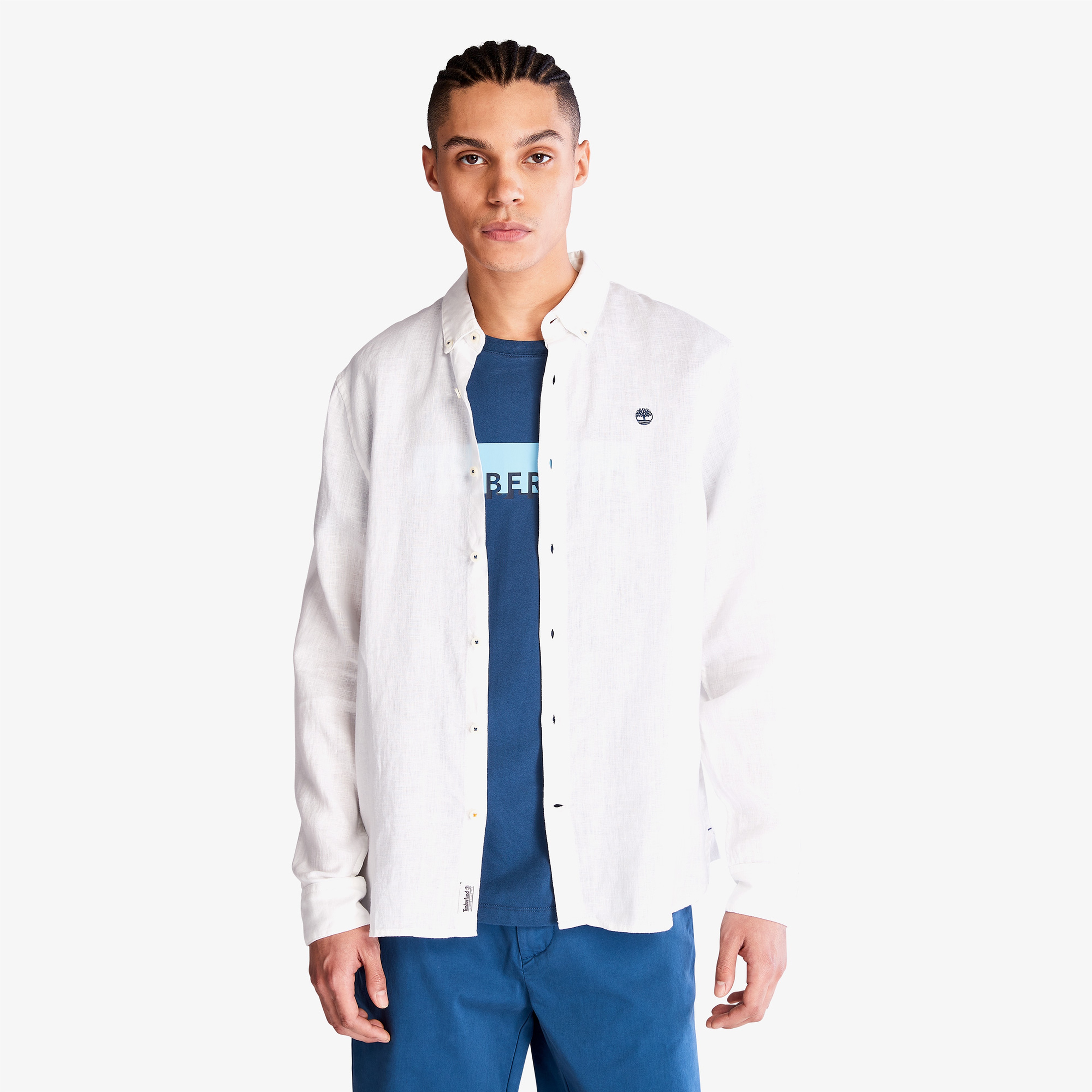 Timberland Linen Shirt Erkek Beyaz Gömlek