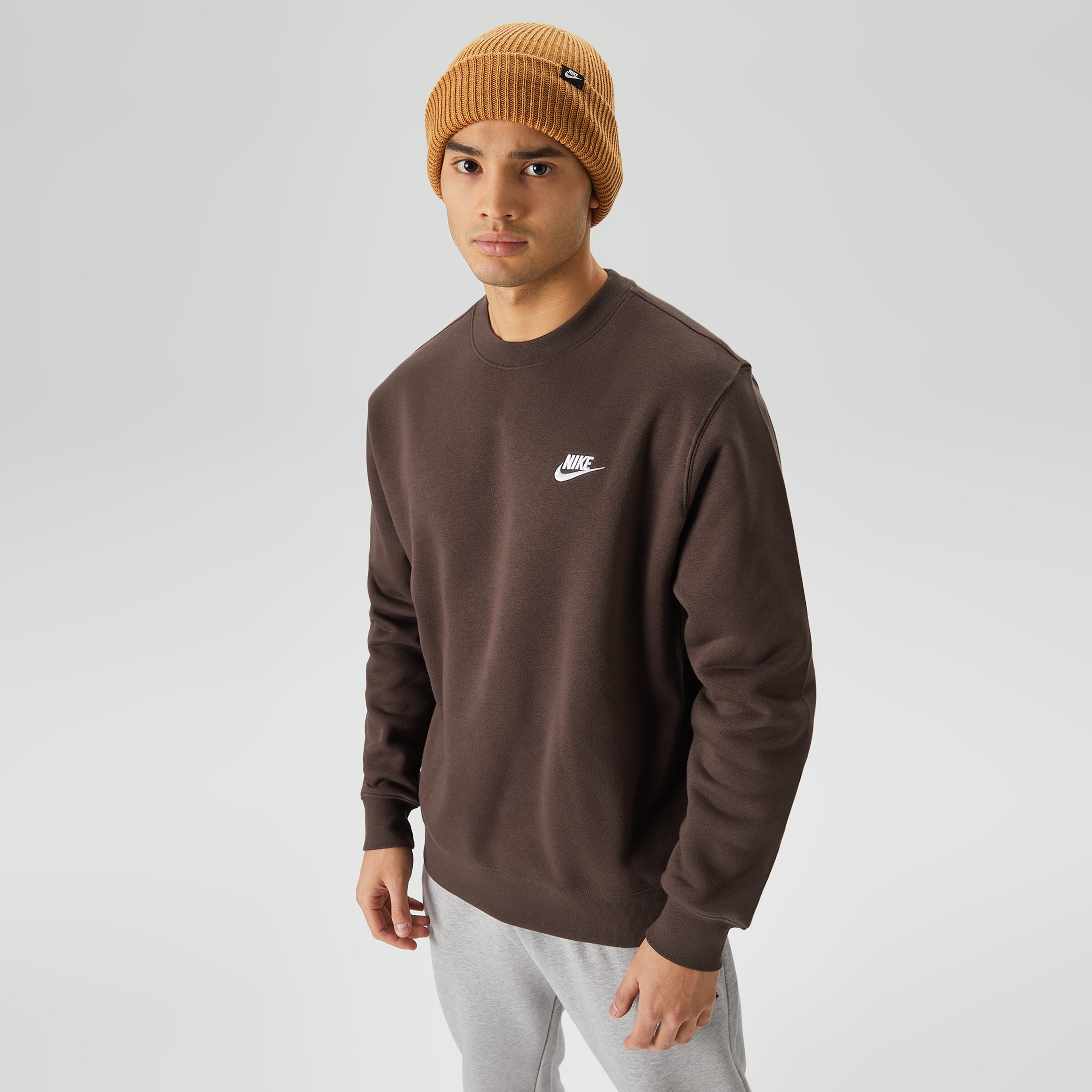 Nike Club Brushed Back Unisex Kahverengi Sweatshirt