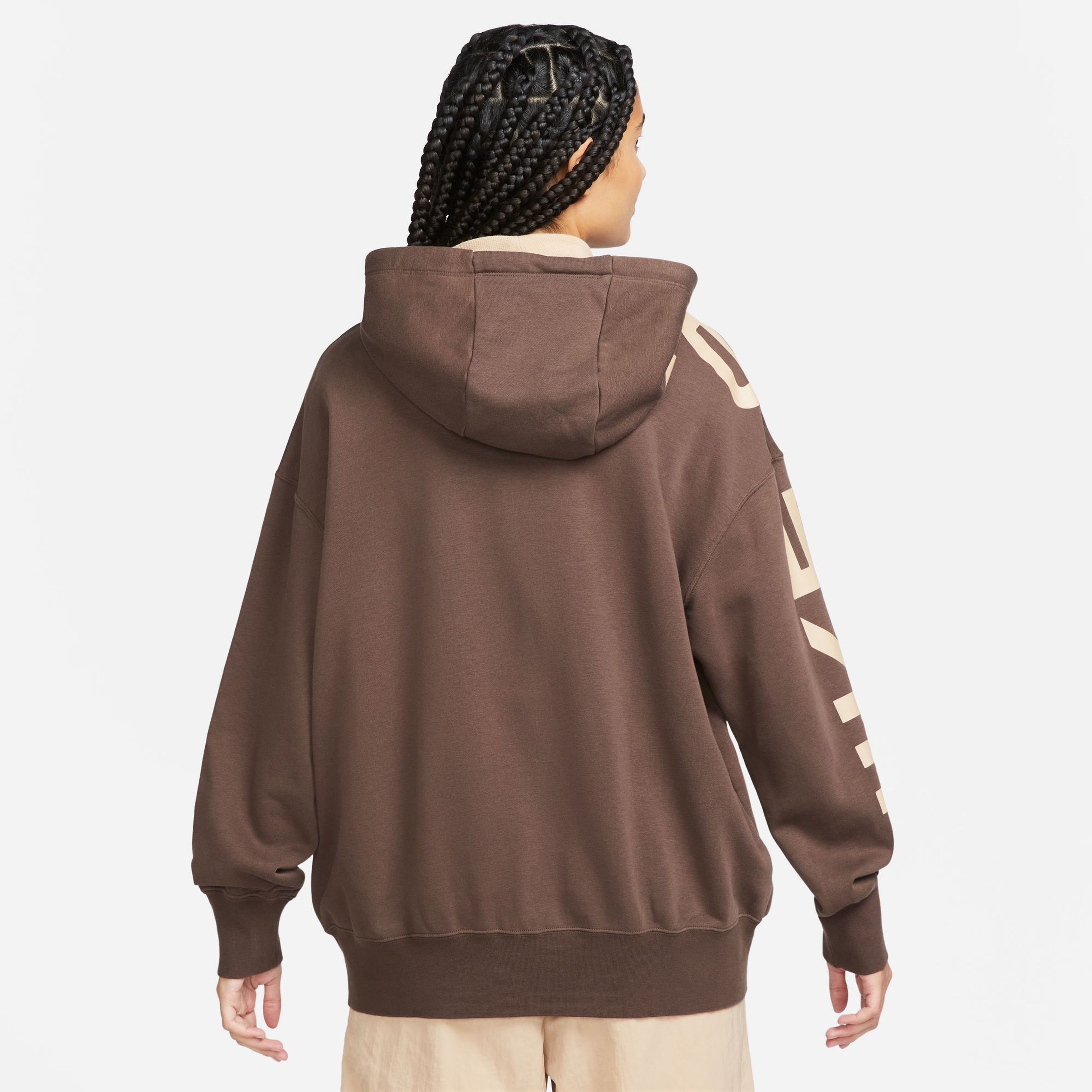 Nike Sportswear Air Fleece Oversize Full Zip Kadın Kahverengi Hoodie