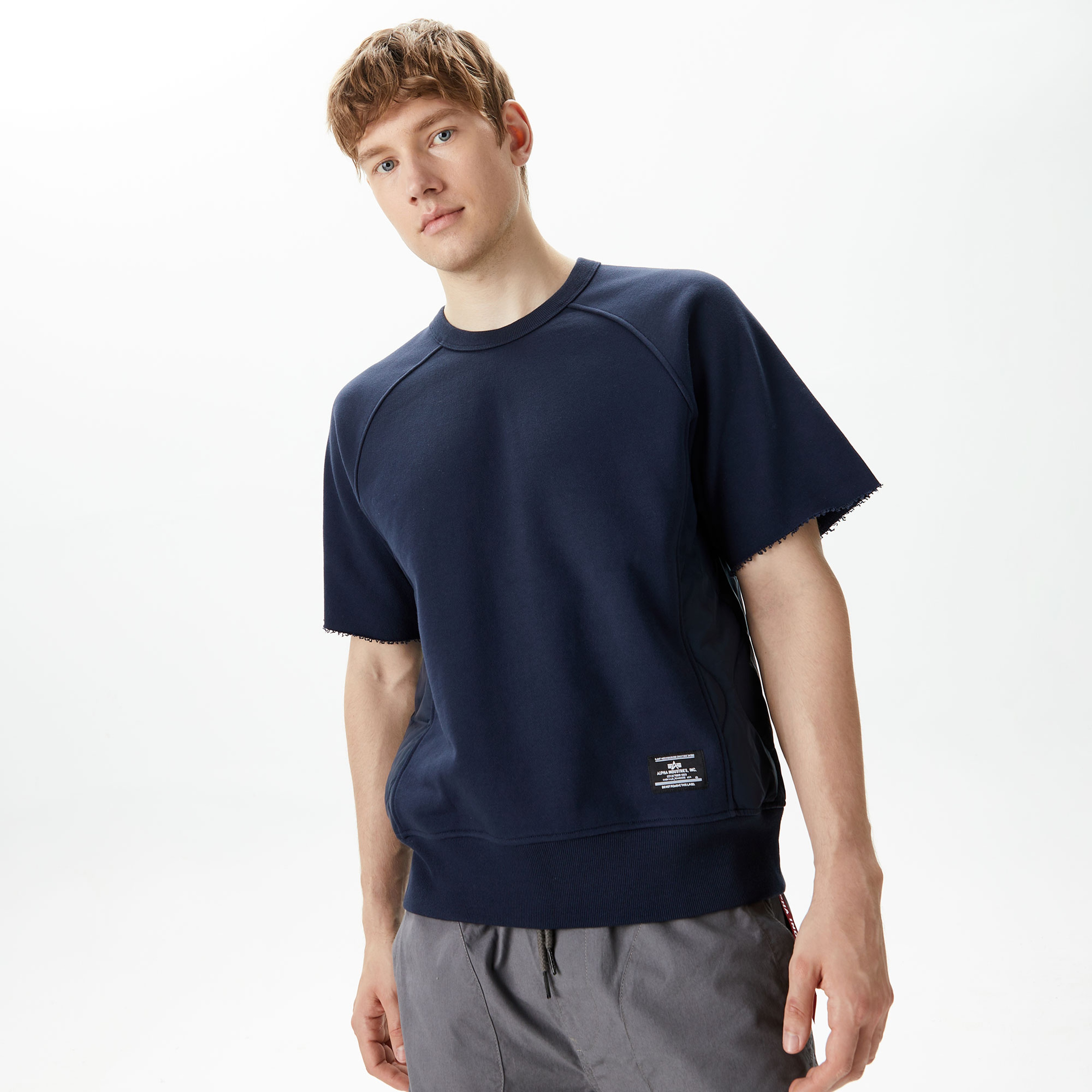 Alpha Industries Sleeve Erkek Mavi Sweatshirt