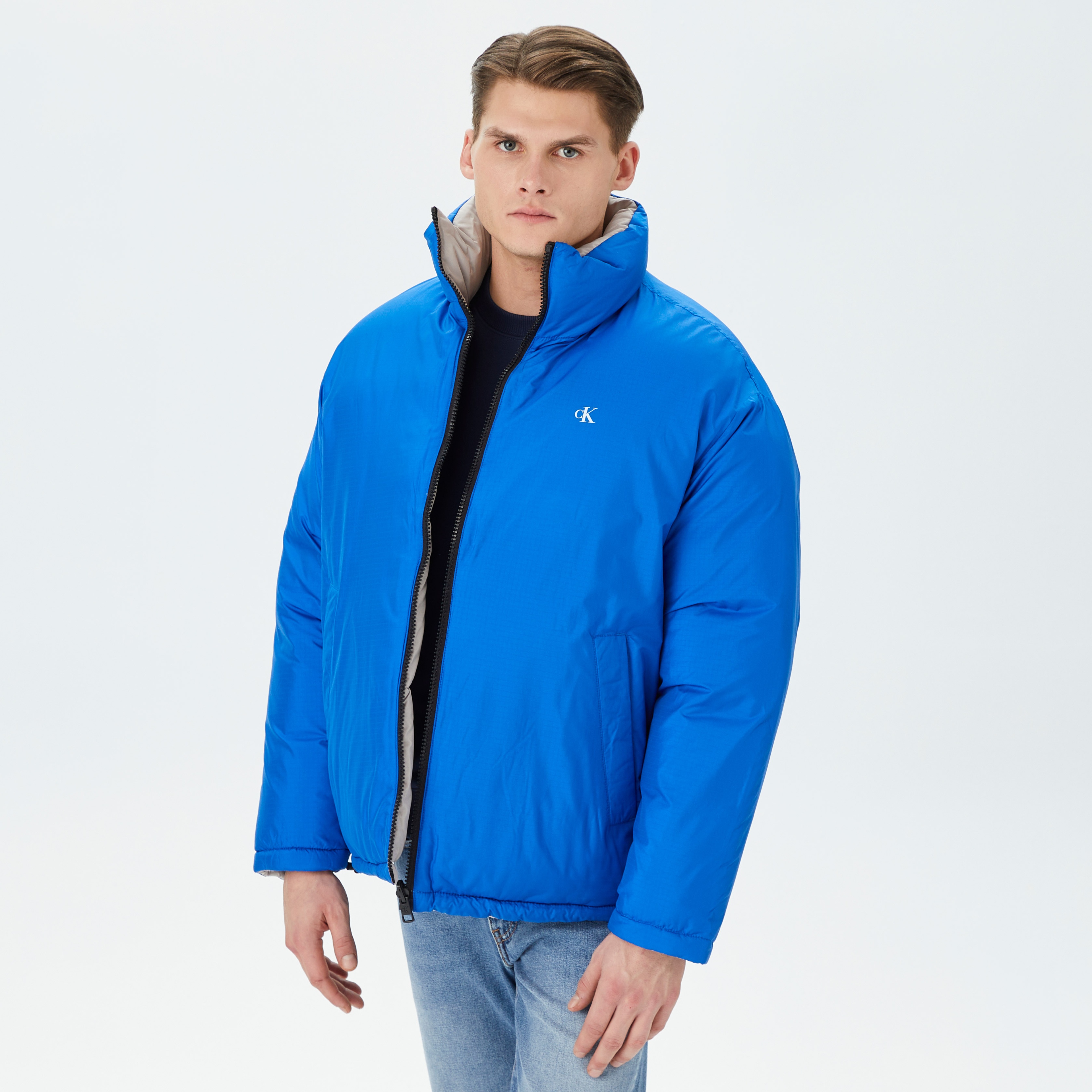 Calvin Klein Jeans Reversible 90S Puffer Erkek Mavi Mont